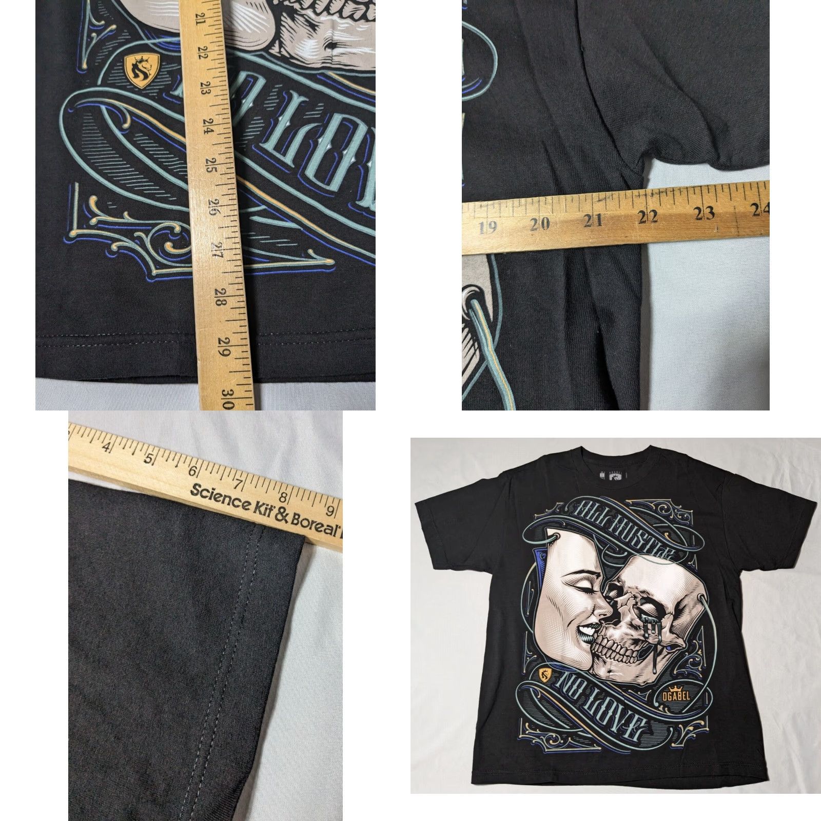 Vintage OGABEL ALL HUSTLE NO LOVE Men L Black Cotton T-Shirt EUC Size US L / EU 52-54 / 3 - 8 Thumbnail