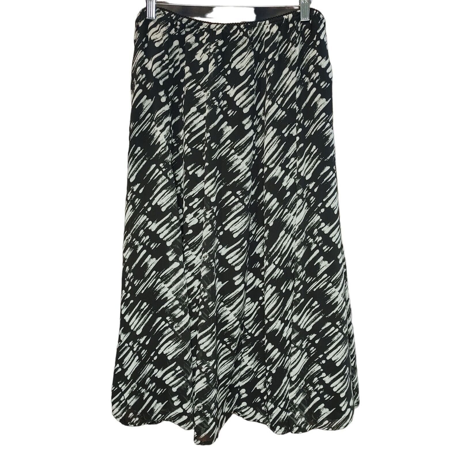 JM Collection JM Collection Women's Black/White Abstract Print Midi Skirt Size 32" / US 10 / IT 46 - 1 Thumbnail
