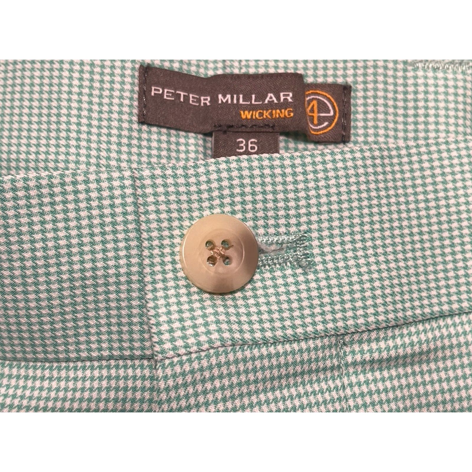 Peter Millar Peter Millar Shorts Mens 36 Blue Flat Front Golf Houndstooth Wicking Chino Lightweight Pockets Zip Size US 36 / EU 52 - 2 Thumbnail