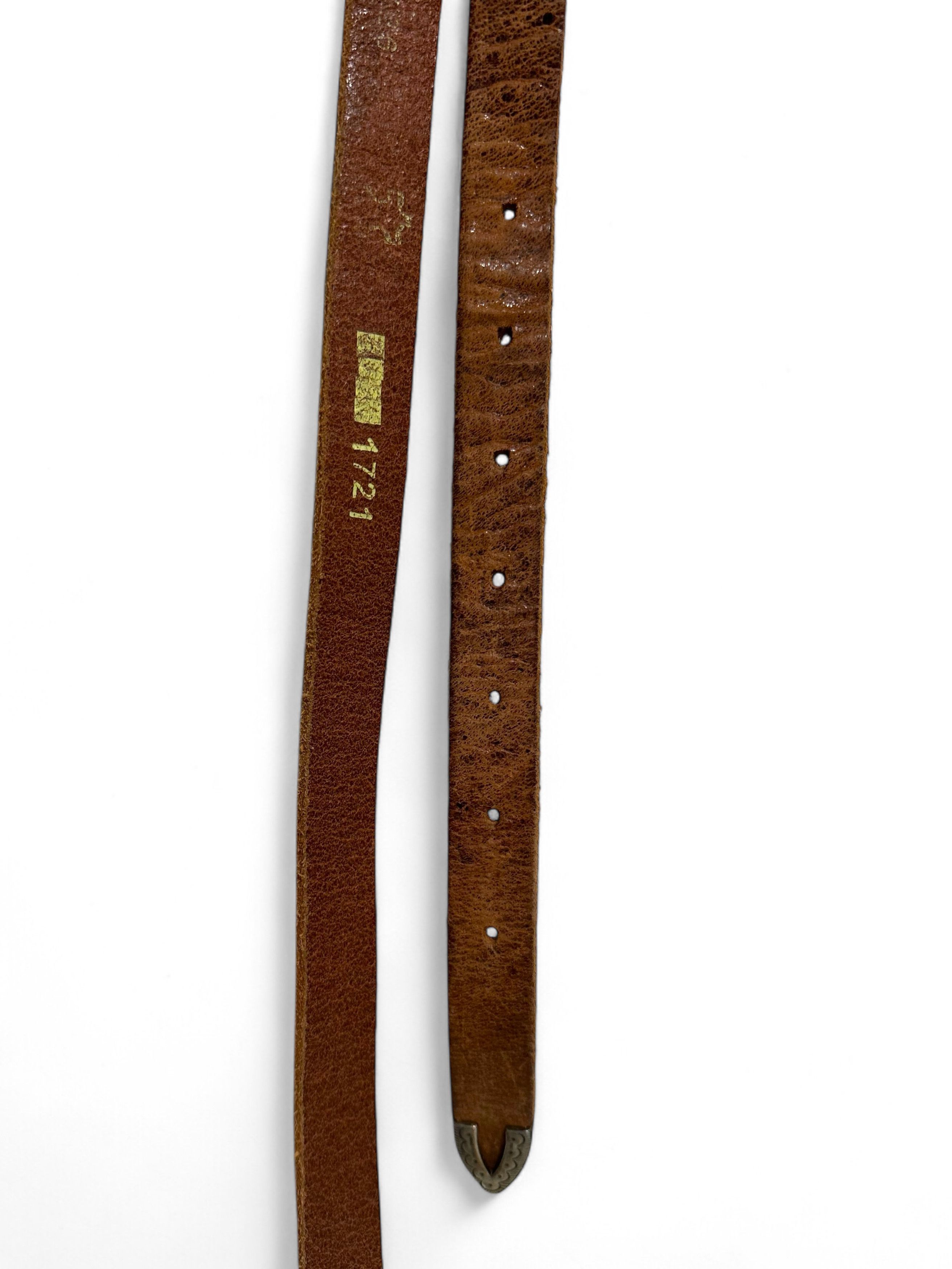 Vintage Vintage Thick Brown Leather Western Style Belt 26 Inch Size ONE SIZE - 5 Thumbnail