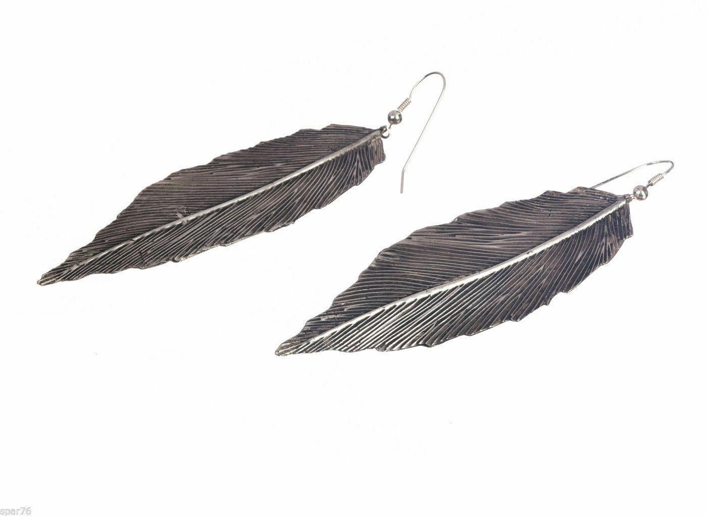Designer Sterling Tribal Wide Feather Pierced Earrings Alberto Juan Size ONE SIZE - 3 Thumbnail