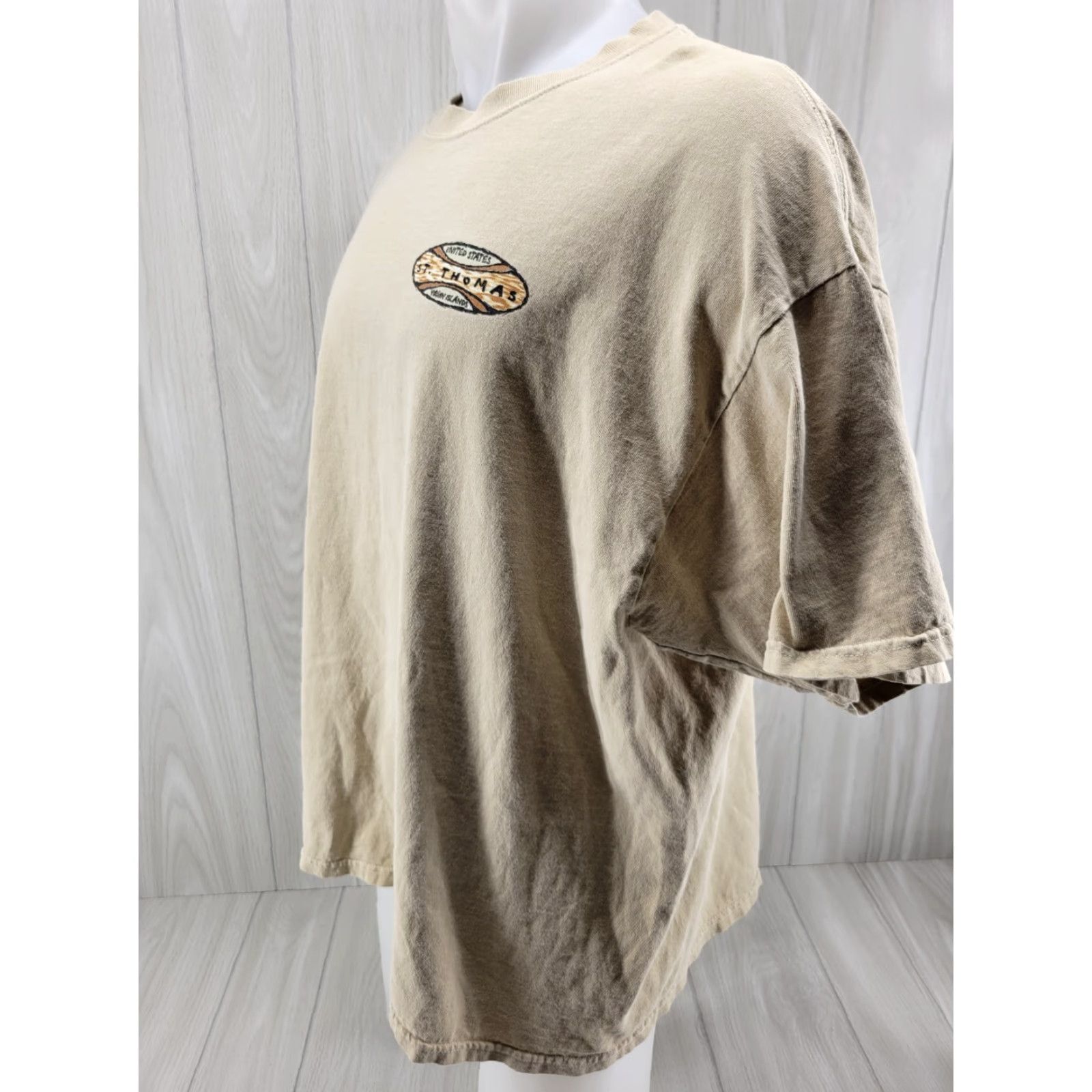 Vintage St Thomas US Virgin Islands T Shirt Tan XL Men Graphic Tee Island Crew Neck Short Sleeve Cotton Blend Vintage: No Size US XL / EU 56 / 4 - 2 Thumbnail
