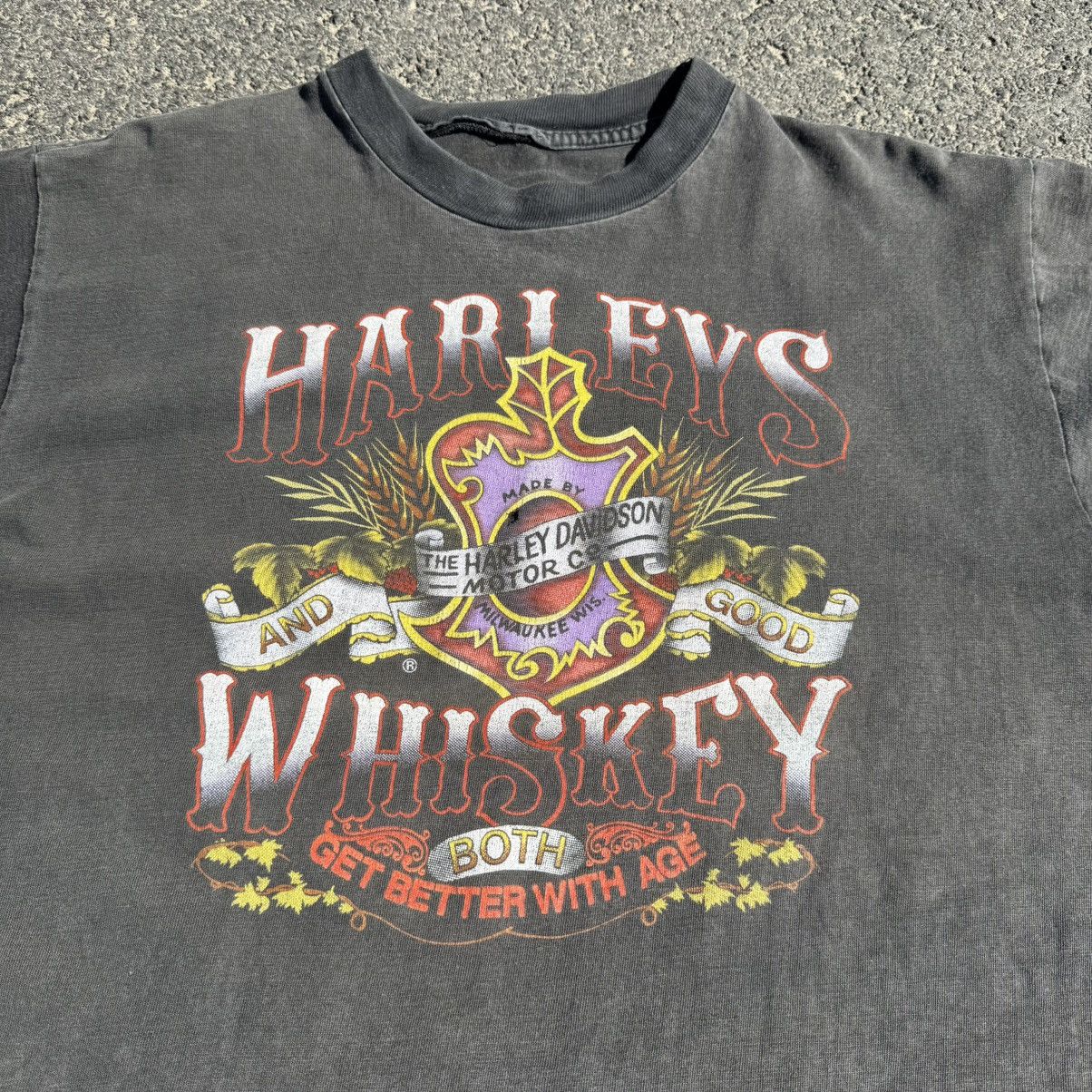 Harley Davidson Vintage 80s Harley Davidson Harley’s Whiskey T-Shirt Washed Size US M / EU 48-50 / 2 - 4 Thumbnail