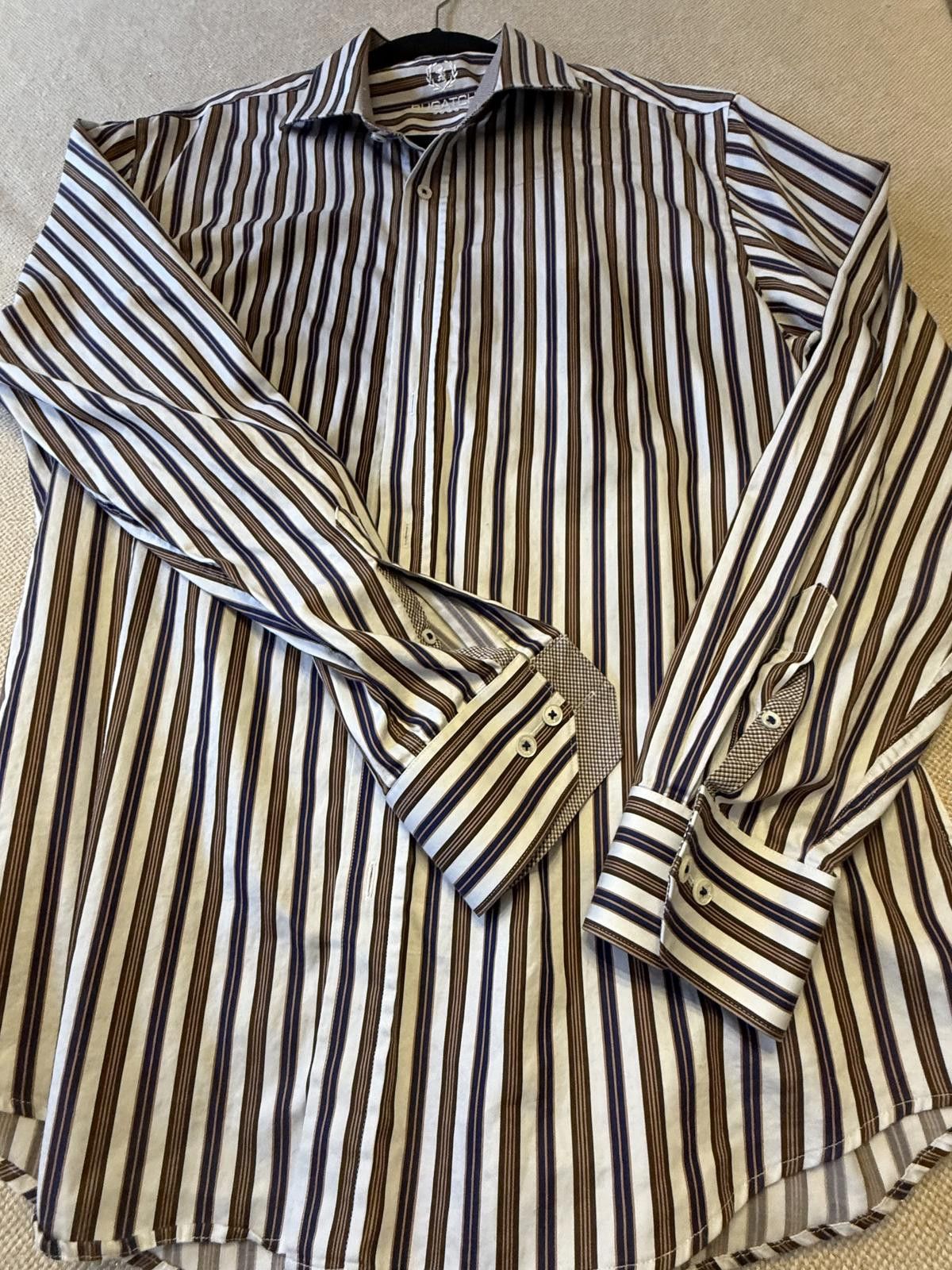 BUGATCHI Bugatchi Men's Long Sleeve Striped Dress Shirt Size US L / EU 52-54 / 3 - 1 Thumbnail