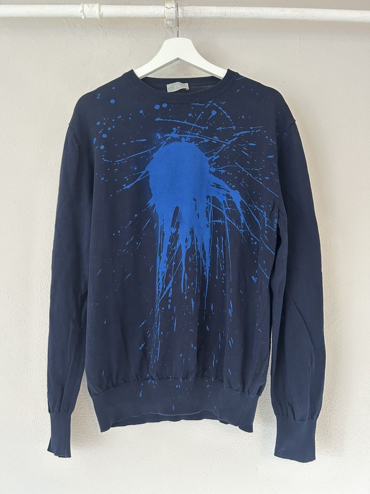 Dior Dior Homme Navy Blue Paint Splatter Sweatshirt Size US L / EU 52-54 / 3 - 2 Thumbnail