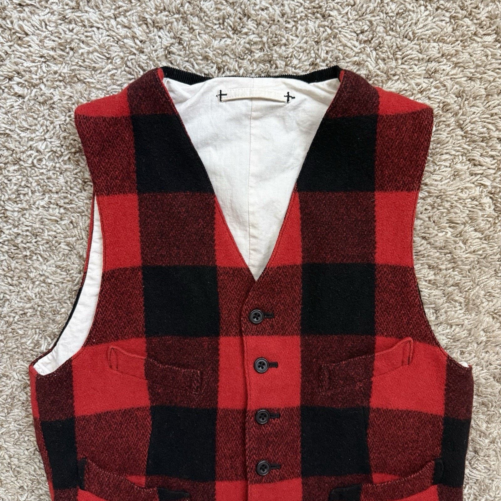 Beams Japan × Beams Plus Vintage Beams Plus Japan Buffalo Plaid Red Wool Vest Jacket Size L / US 10 / IT 46 - 7 Thumbnail
