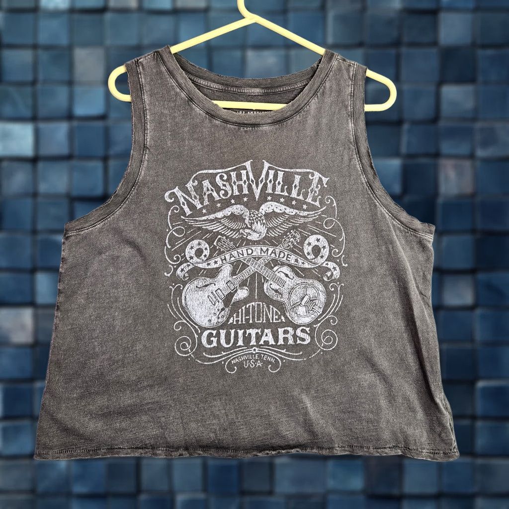Lucky Brand Lucky Brand Nashville Guitar Graphic Crop Muscle Tank Women’s L Vintage Wash Size L / US 10 / IT 46 - 1 Thumbnail