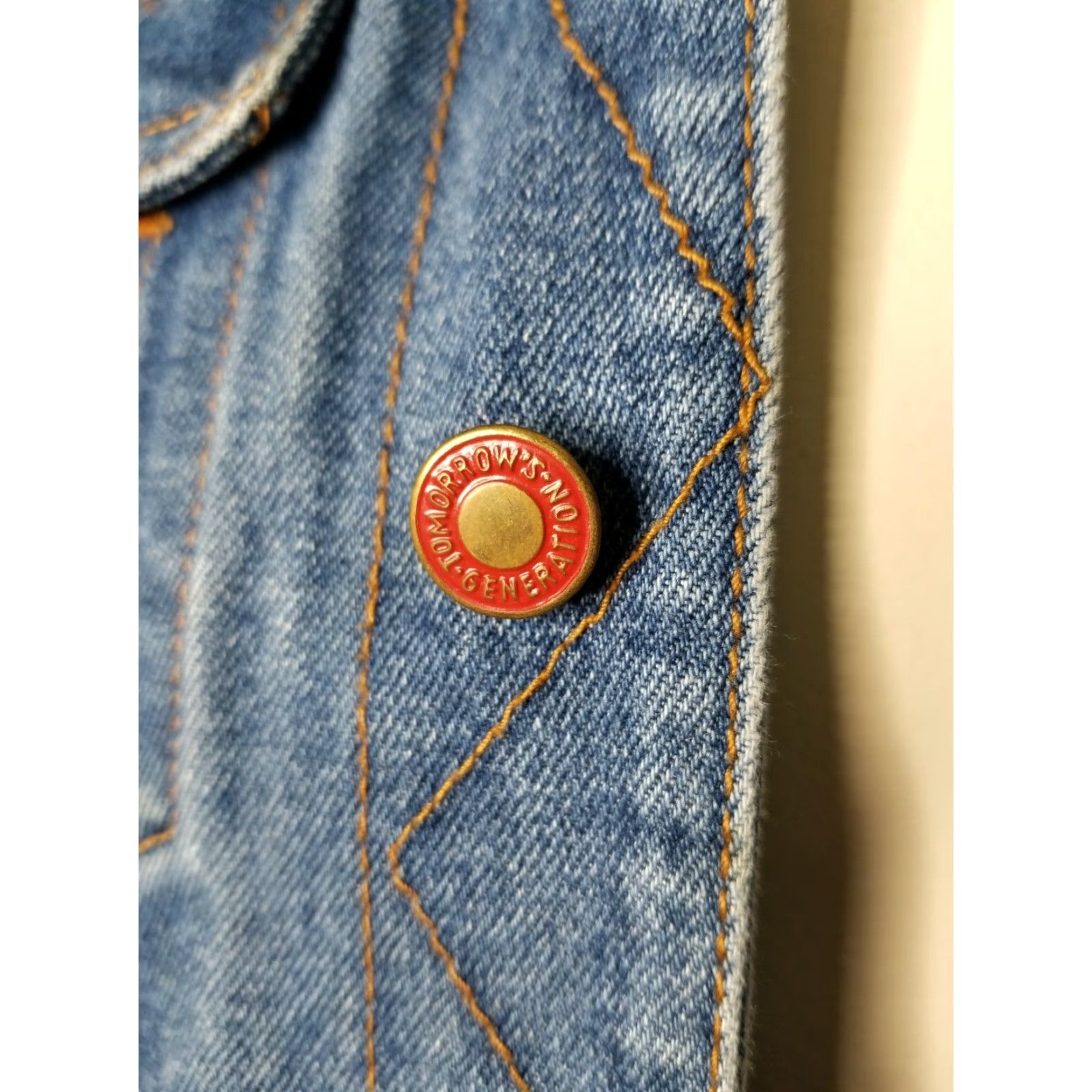 Vintage Tomorrow's Generation Denim Jacket Flag Embroidered Flying Jean Jacket Womens Medium Blue Cotton Casual 90s Style Womens Medium Size 32" / US 10 / IT 46 - 5 Thumbnail