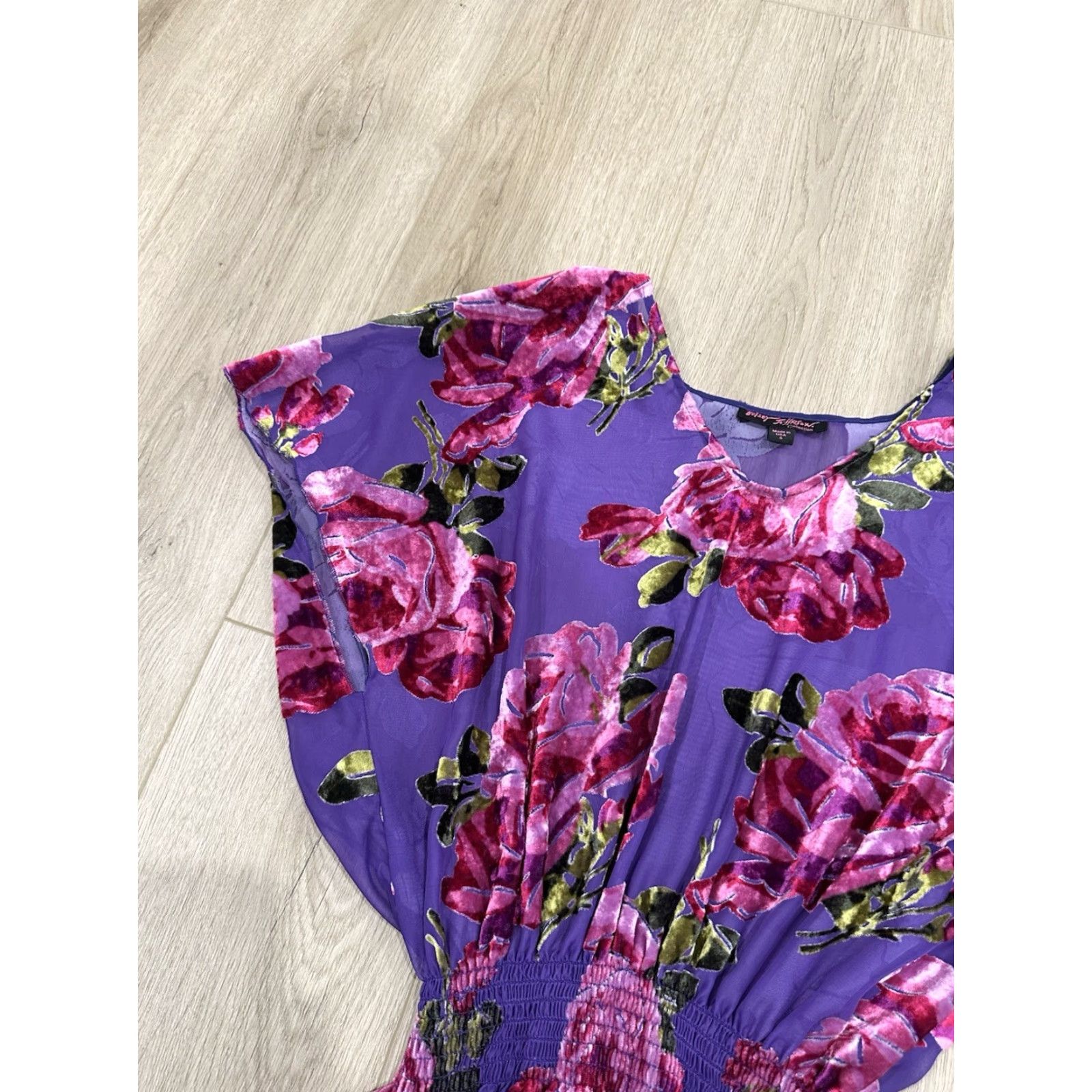 Betsey Johnson VINTAGE Betsey Johnson 90s Purple Pink Floral Velvet Burnout Mini Dress Small Dress Bohemian Womens Size S / US 4 / IT 40 - 4 Thumbnail