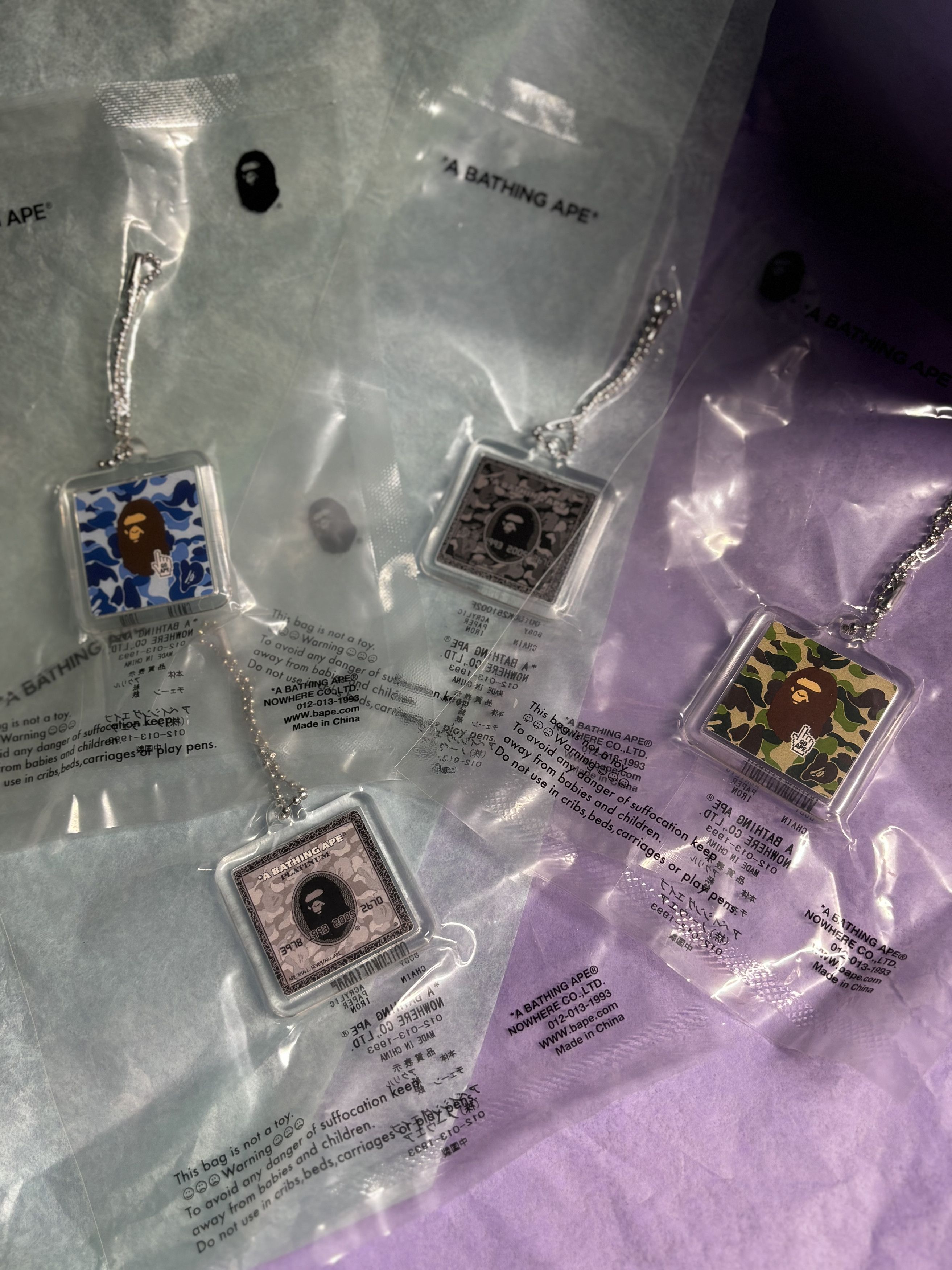 Bape A Bathing Ape KEYCHAIN•AMEX inspired light Grey Camo charm Size ONE SIZE - 3 Thumbnail