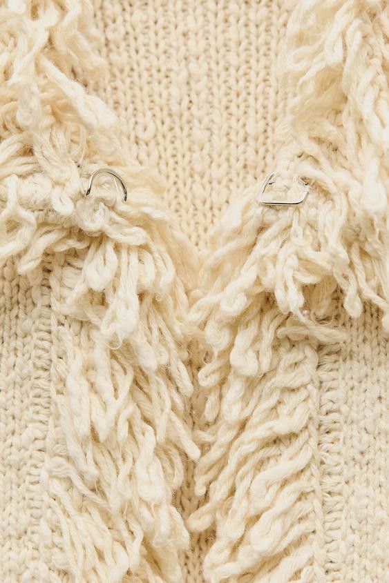 Zara ZARA FRINGED KNIT JACKET Size L / US 10 / IT 46 - 4 Thumbnail