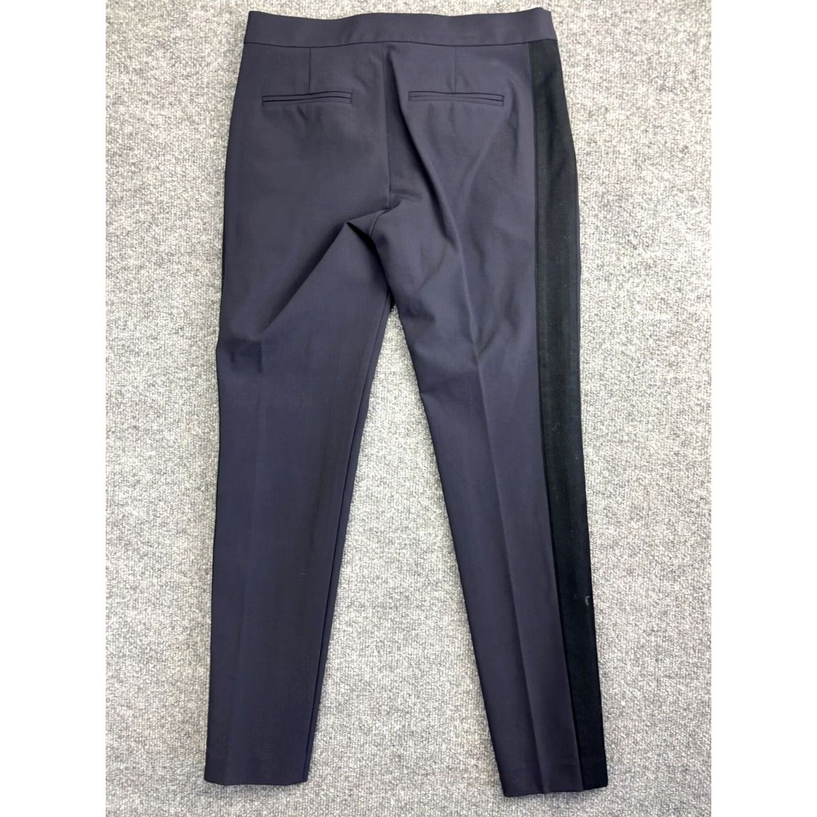 Rebecca Taylor Rebecca Taylor Ava Slim Leg Techno Pants Womens 4 Navy Blue Textured Side Trim Pants Women Slim Ankle Size 27" / US 4 / IT 40 - 7 Thumbnail