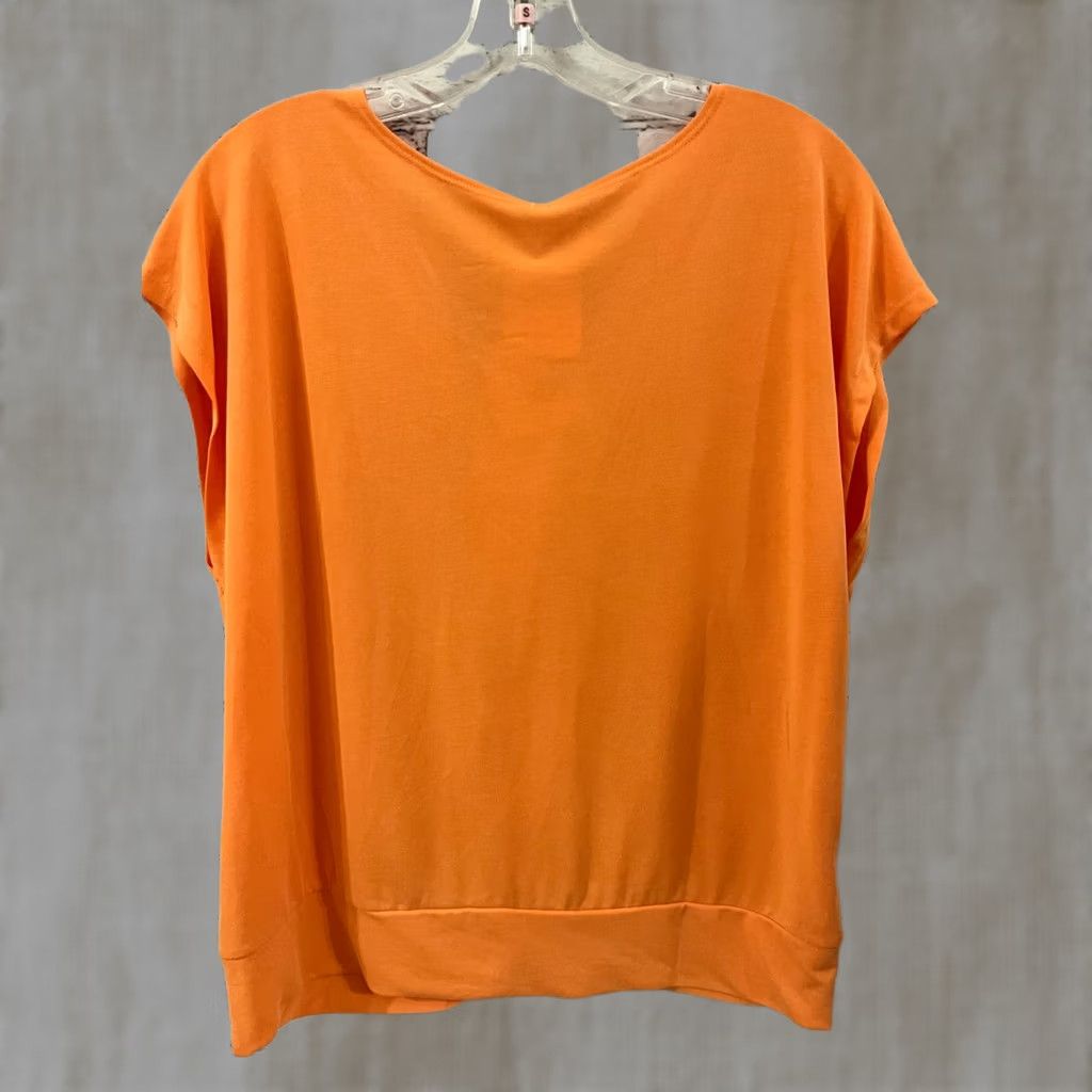 Vintage SEW IN LOVE Womens Top Size Large Orange V-Neck Short Sleeve Pullover T-Shirt Casual Lightweight Spandex Rayon Size L / US 10 / IT 46 - 1 Thumbnail
