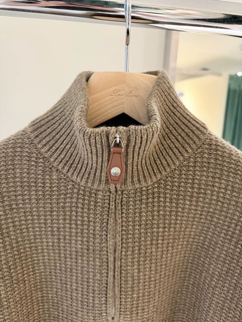 Loro Piana LORO PIANA Women's Tundra-Blended Half-Zip Collar Waffle K Size XS / US 0-2 / IT 36-38 - 4 Thumbnail