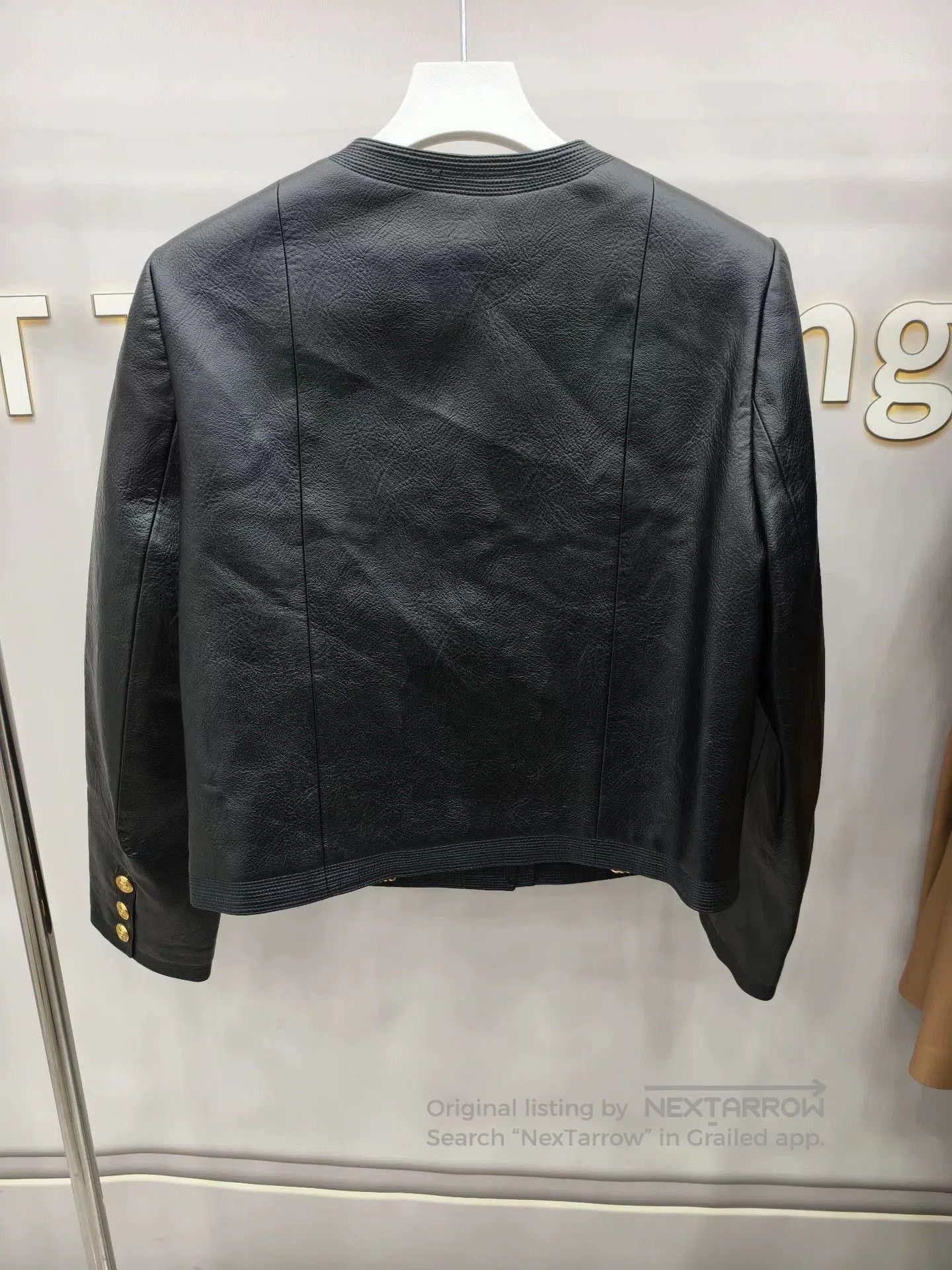 Japanese Brand Black Leather Jacket with Gold Accents. Size M / US 6-8 / IT 42-44 - 9 Thumbnail