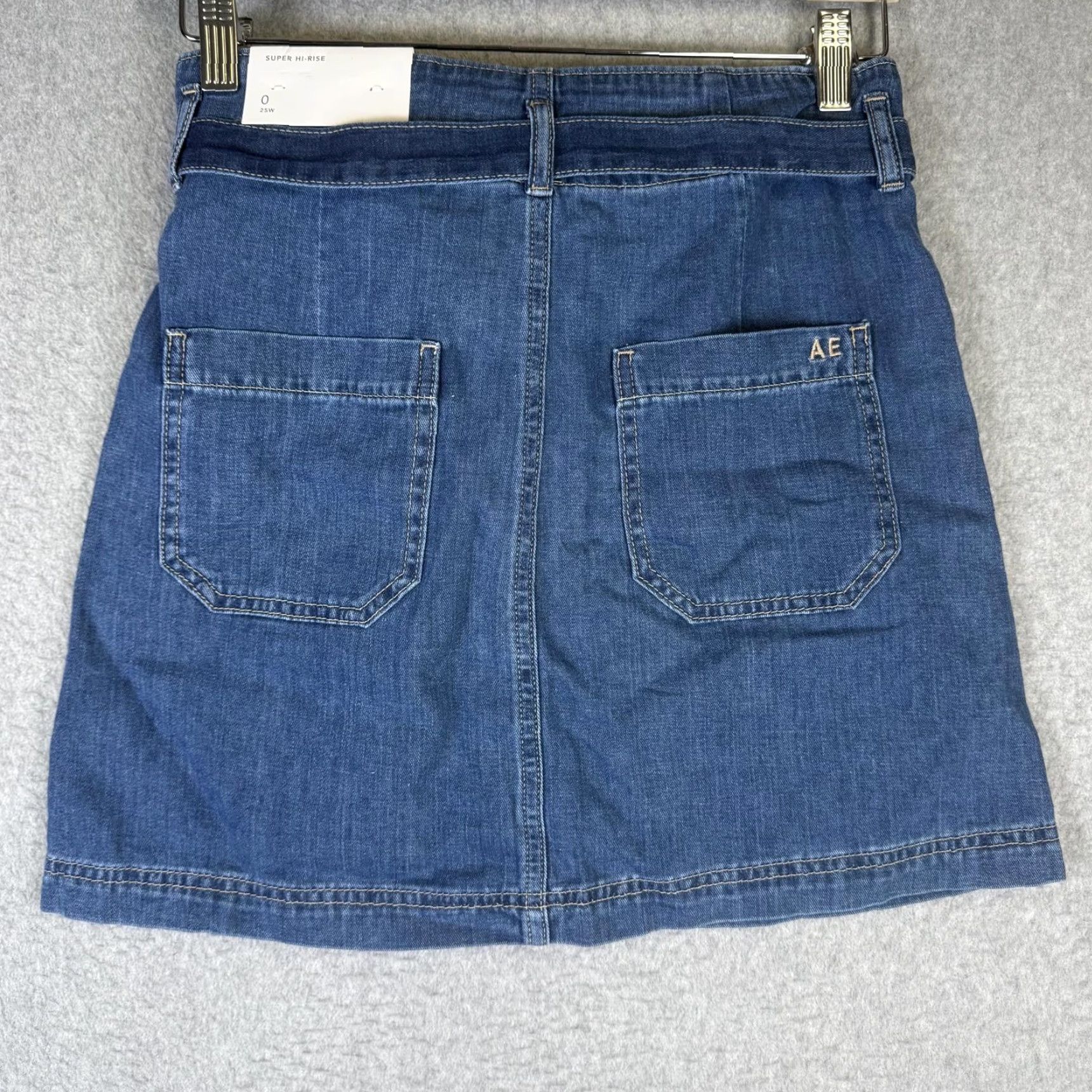 Vintage Brand New American Eagle Skirt Belted A-Line Mini High Rise Women 0 Blue Short Belted 0 Womens High Rise Belted Skirt Size 25" / US 0 / IT 36 - 7 Thumbnail