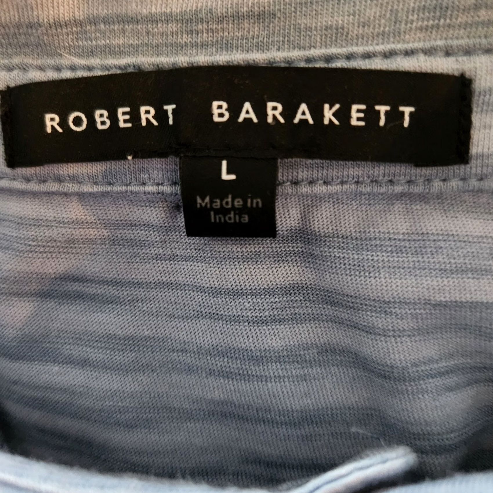 Vintage Robert Barakett Shirt Mens Large Blue Striped Short Sleeve Golf Polo Size US L / EU 52-54 / 3 - 4 Thumbnail