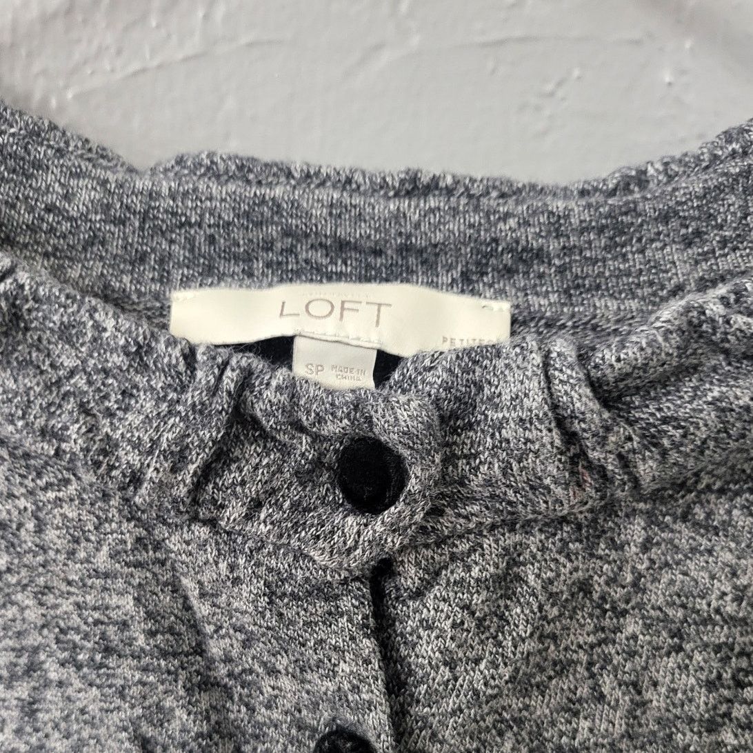 Loft Ann Taylor Loft Gray Cardigan Sweater w/Black Velvet Buttons Size S / US 4 / IT 40 - 3 Thumbnail