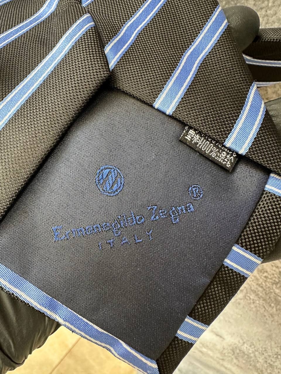 Ermenegildo Zegna Ermenegildo Zegna Tie Striped Black/Blue Silk Size ONE SIZE - 6 Thumbnail