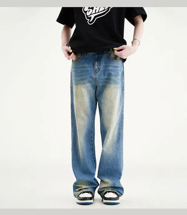 Japanese Brand VIBE Men's trendy high street washed loose distressed jeans Size US 32 / EU 48 - 3 Thumbnail