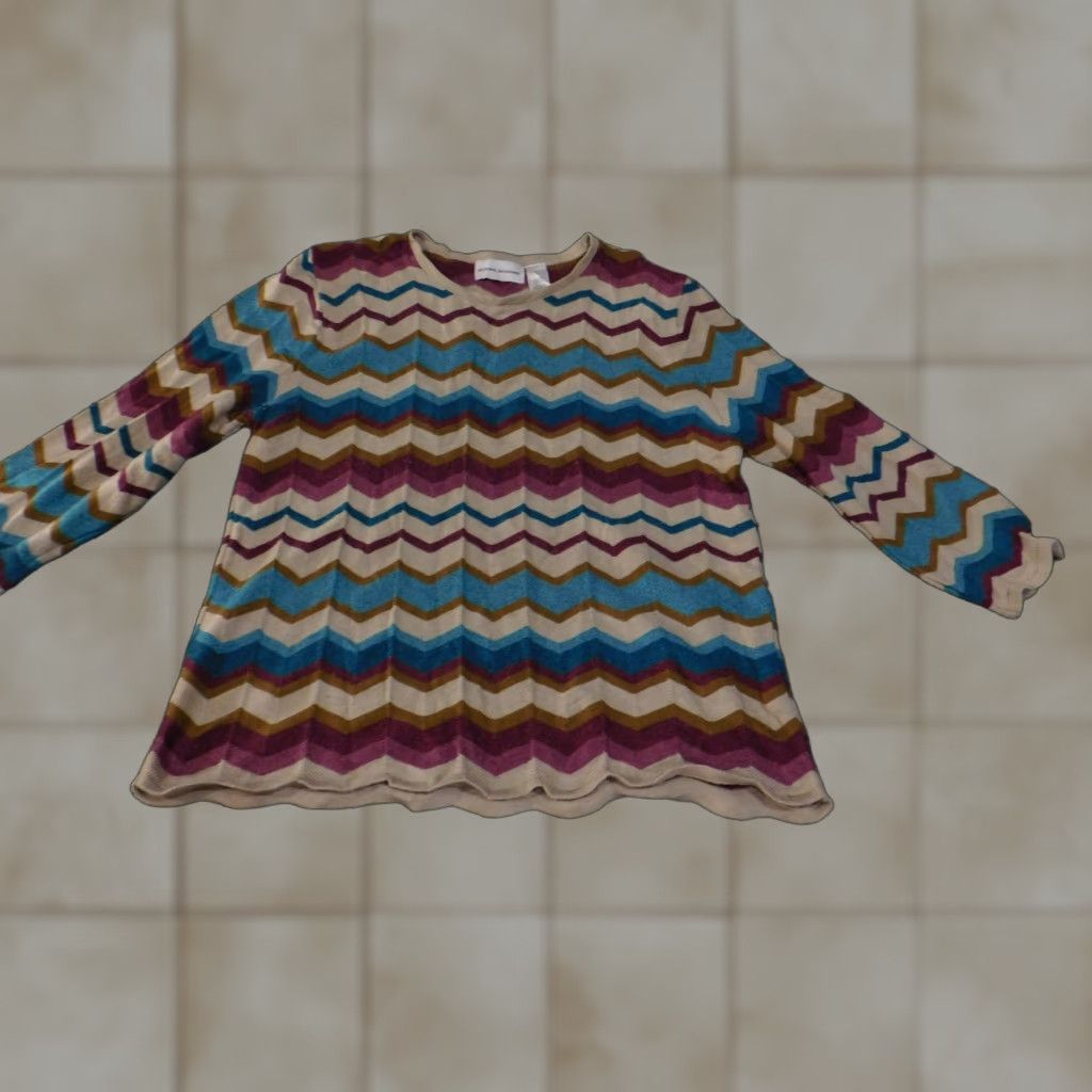 Vintage VINTAGE Alfred Dunner Sweater Womens Large Chevron Stripe Pullover Knit USA 90s Size L / US 10 / IT 46 - 1 Thumbnail
