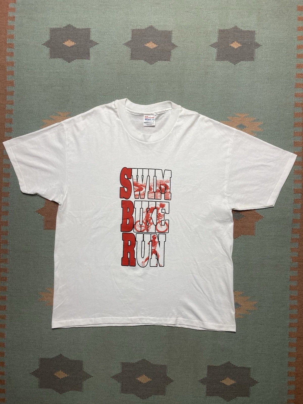 Hanes × Vintage 90s t shirt swim bike run exercise active single stitch XL Size US XL / EU 56 / 4 - 1 Thumbnail