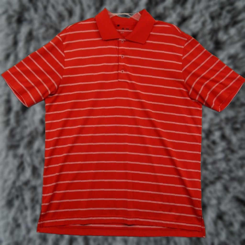 Adidas ADIDAS Polo Golf Shirt L Red White Stripe Pure Motion Cool Max Men's Polo Shirt Size US L / EU 52-54 / 3 - 1 Thumbnail