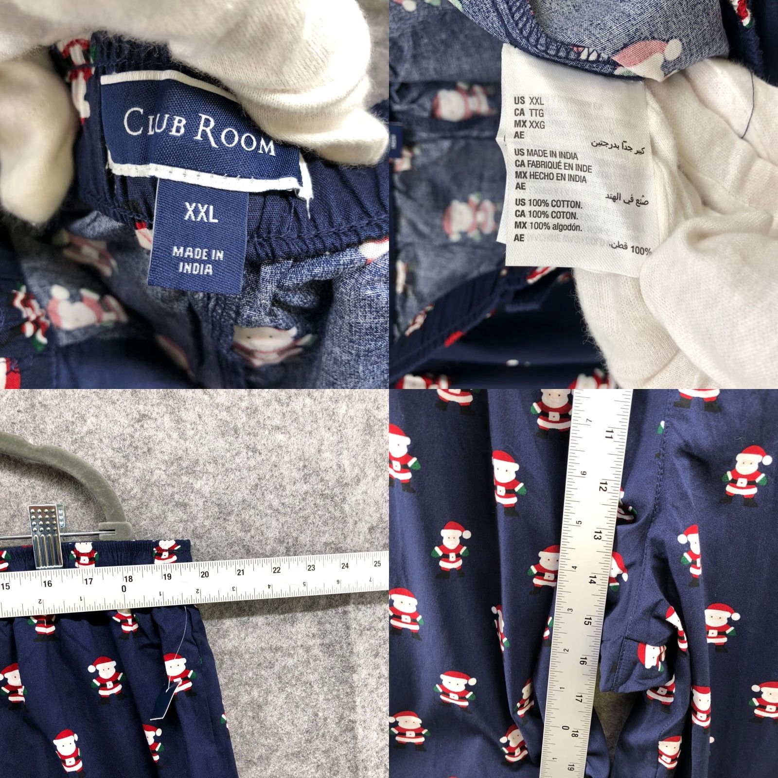 Club Room VINTAGE Club Room Men’s Christmas Pajama Pants XXL Navy Cotton Holiday Sleepwear Size US 39 - 8 Thumbnail