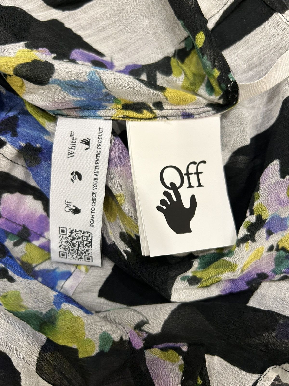 Off-White Off-White Checkerboard Floral Sheer Button Up Size US XXS / EU 40 - 4 Thumbnail