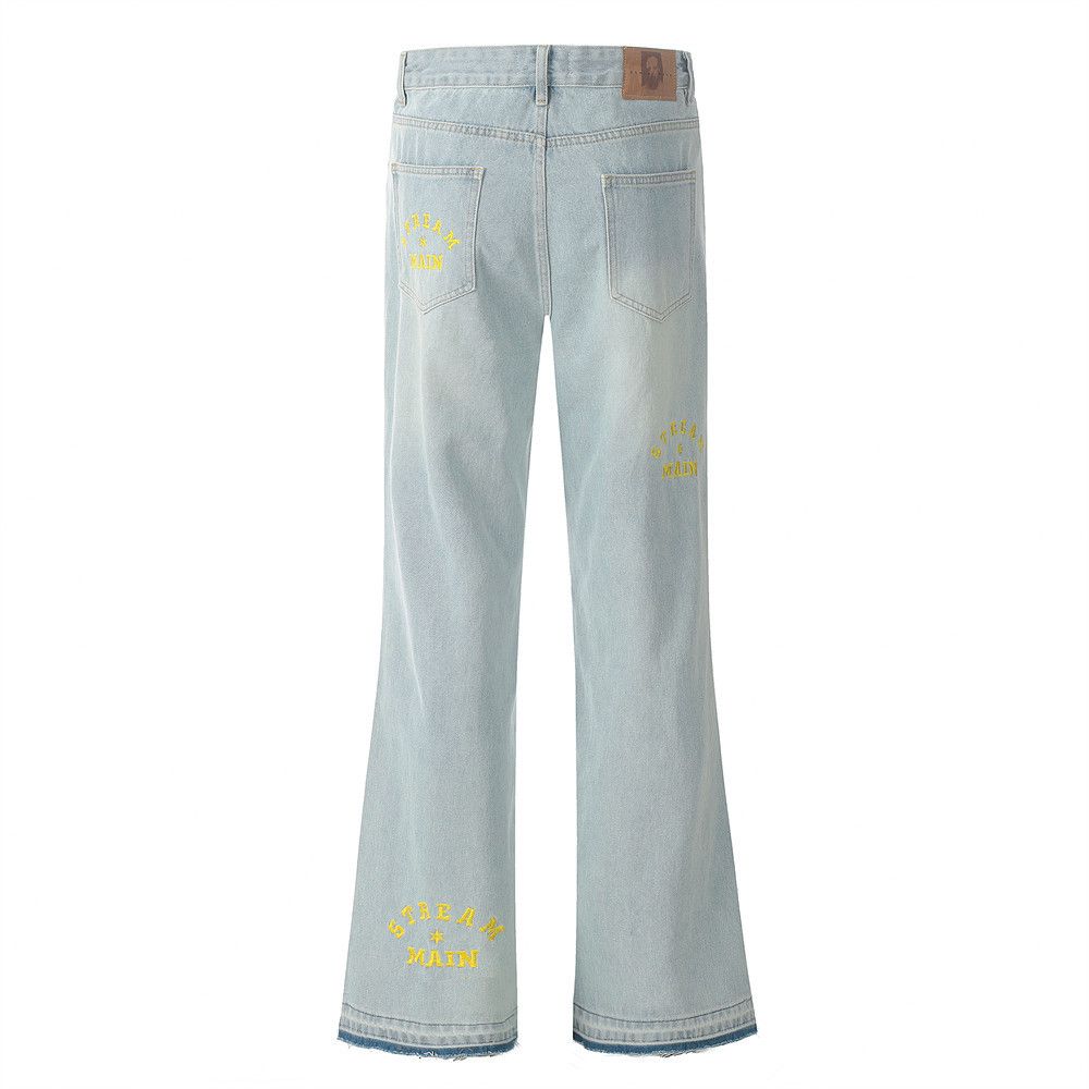 Japanese Brand × Jean Light washed hip-hop embroidered letter flared jeans y2k Size US 32 / EU 48 - 3 Thumbnail