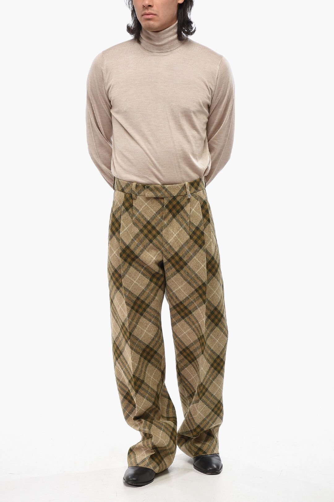 Burberry og1mm1125 Double-Pleated Wool Pant in Multicolor Size US 30 / EU 46 - 3 Thumbnail
