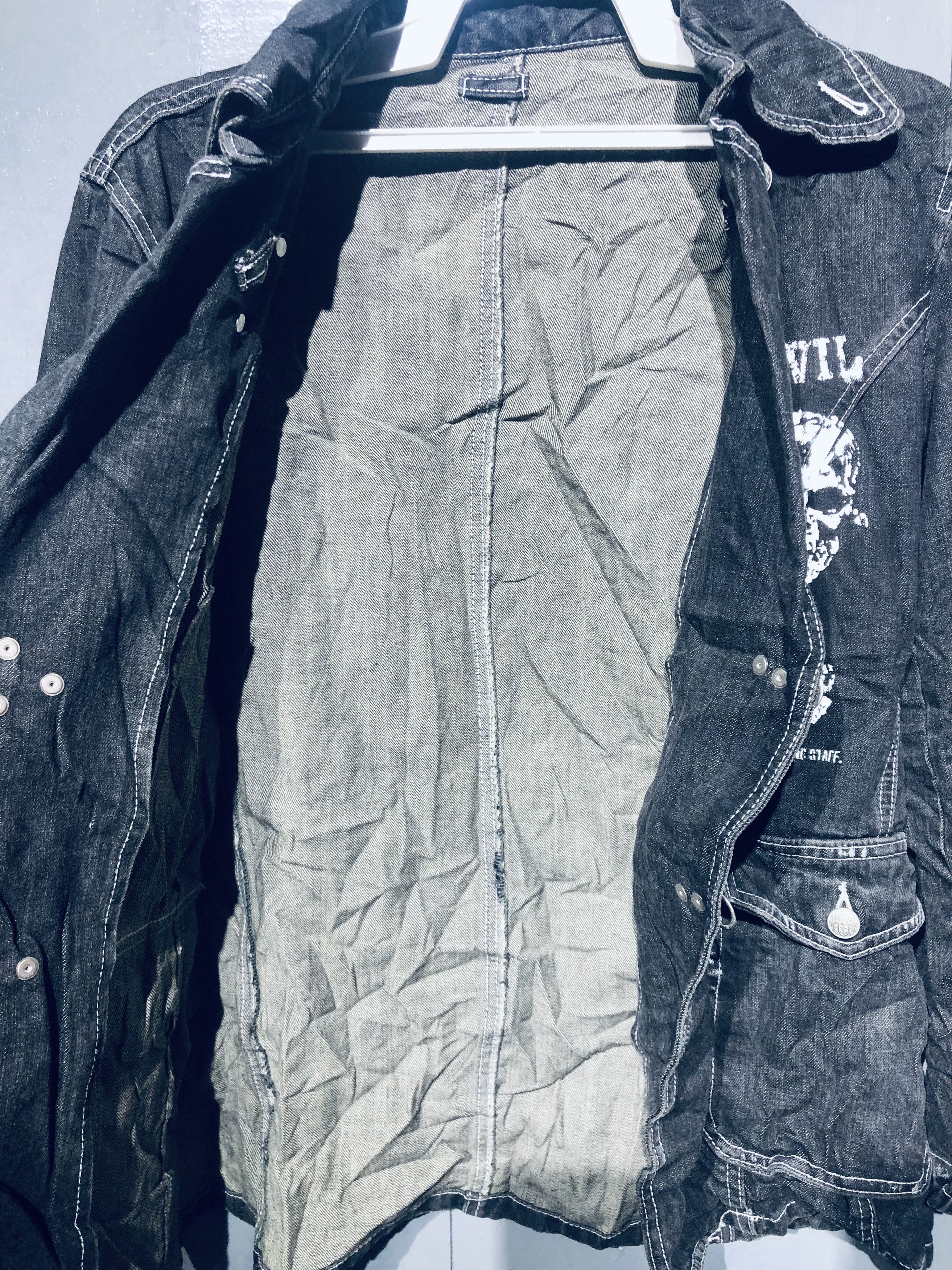 Japanese Brand 💸OFFER BINDING💸 SKULL ☠️ PUNK STYLE DENIM JACKET‼️ Size US M / EU 48-50 / 2 - 8 Thumbnail