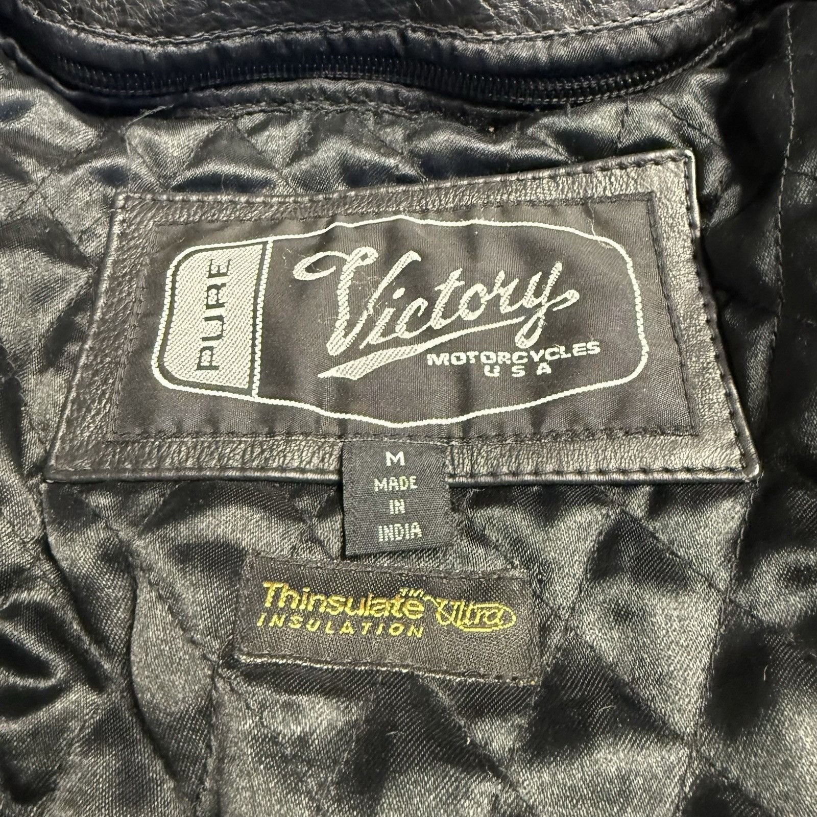 Victory Sportswear Victory Motorcycle Leather Jacket Adult Medium 19.5x23 Black Size US M / EU 48-50 / 2 - 7 Thumbnail