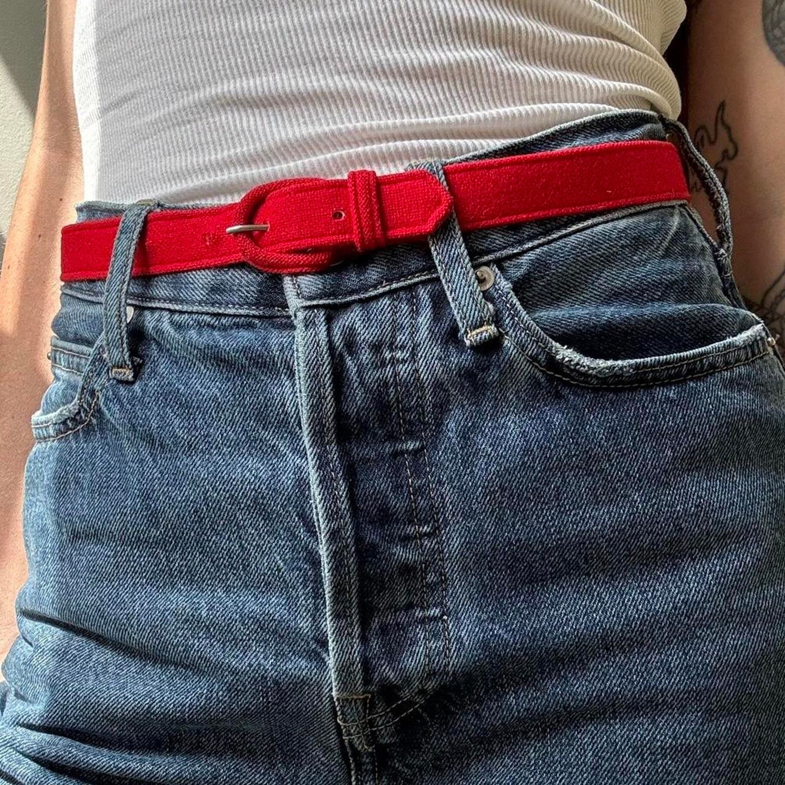 Other Vintage Red Cloth Waist Skinny Belt 25-27 Mod 60s Fashion Size ONE SIZE - 1 Thumbnail