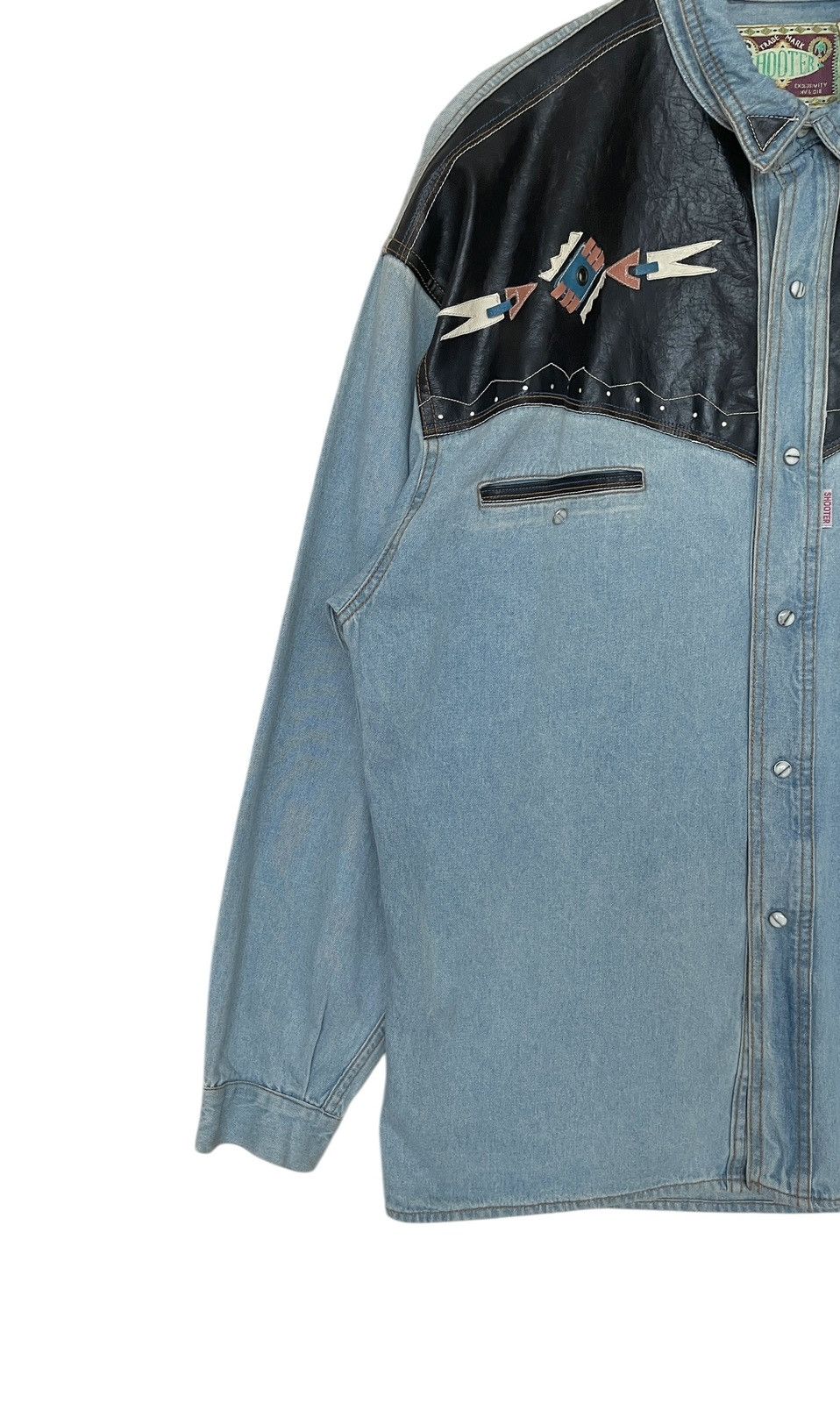 Japanese Brand × Vintage Vintage Shooter Western Denim Shirt 1980s Size US M / EU 48-50 / 2 - 3 Thumbnail