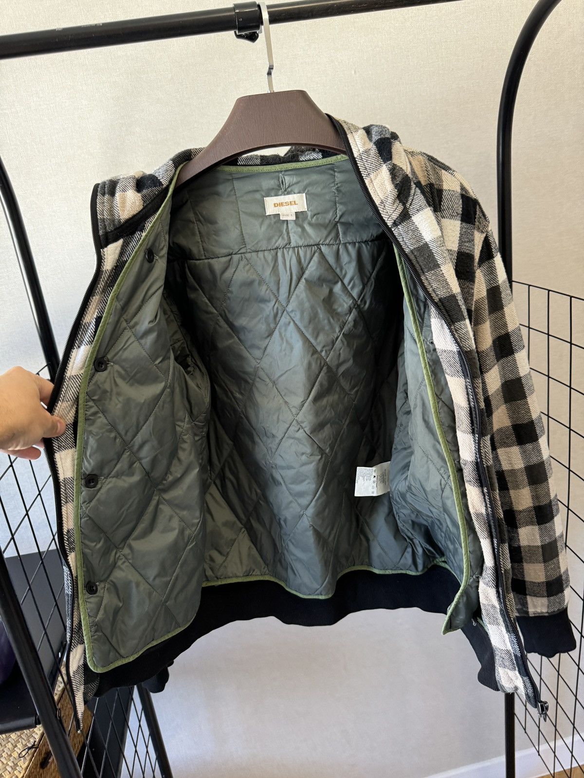 Diesel Diesel vintage y2k checkered flannel lined full zip jacket Size US L / EU 52-54 / 3 - 18 Thumbnail