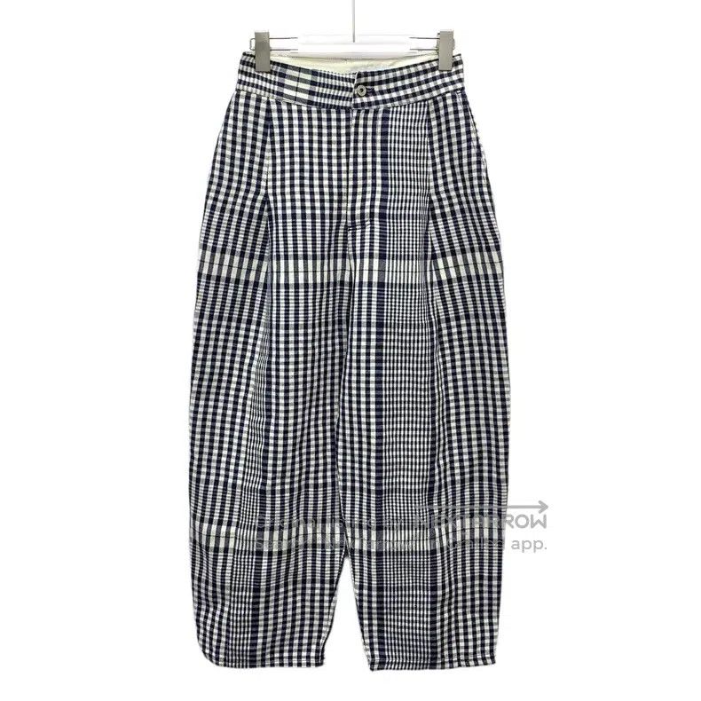 Loewe Loewe Grey Checkered Linen Casual Wide Leg Trousers Size 26" / US 2 / IT 38 - 1 Thumbnail