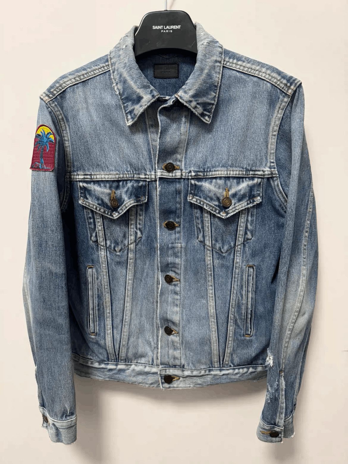 Saint Laurent Paris by Hedi 16SS Distressed Denim Jacket
