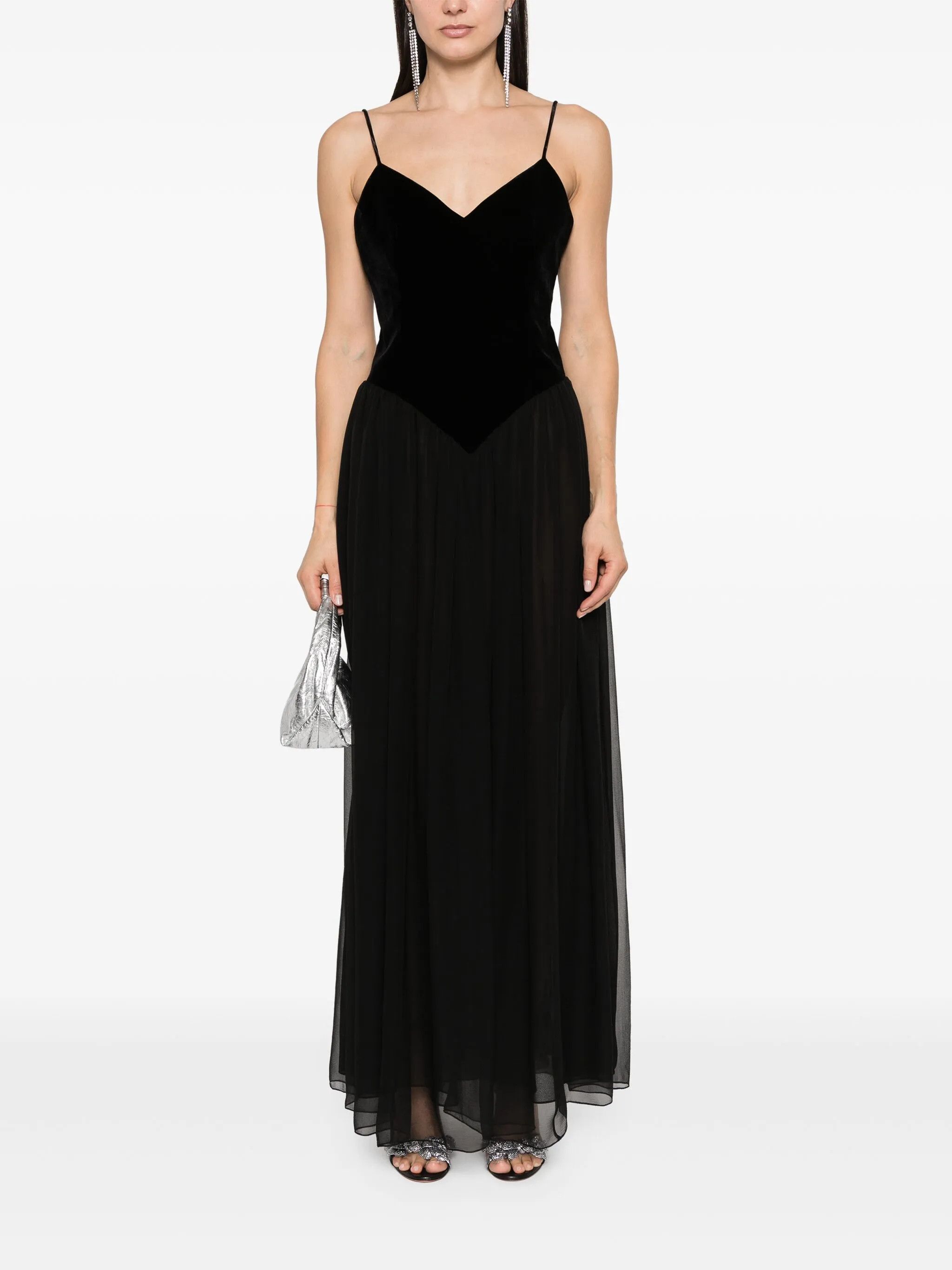 Chloe o1loc1c10425 V-Neck Silk Dress in Black Size S / US 4 / IT 40 - 2 Thumbnail