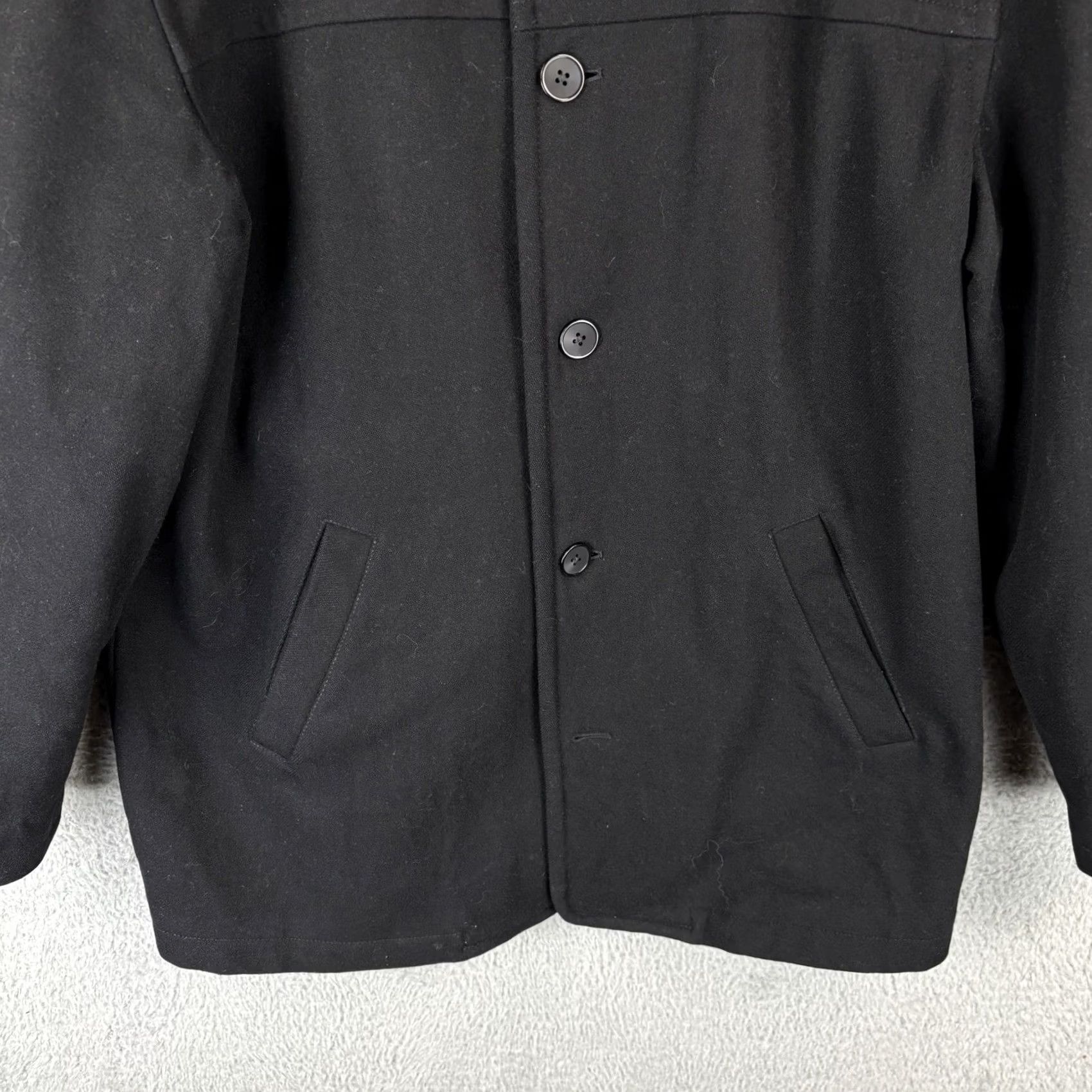 J.Crew J.CREW Overcoat Mens Medium Black Wool Blend Quilted Insulated Casual Peacoat Size US M / EU 48-50 / 2 - 3 Thumbnail