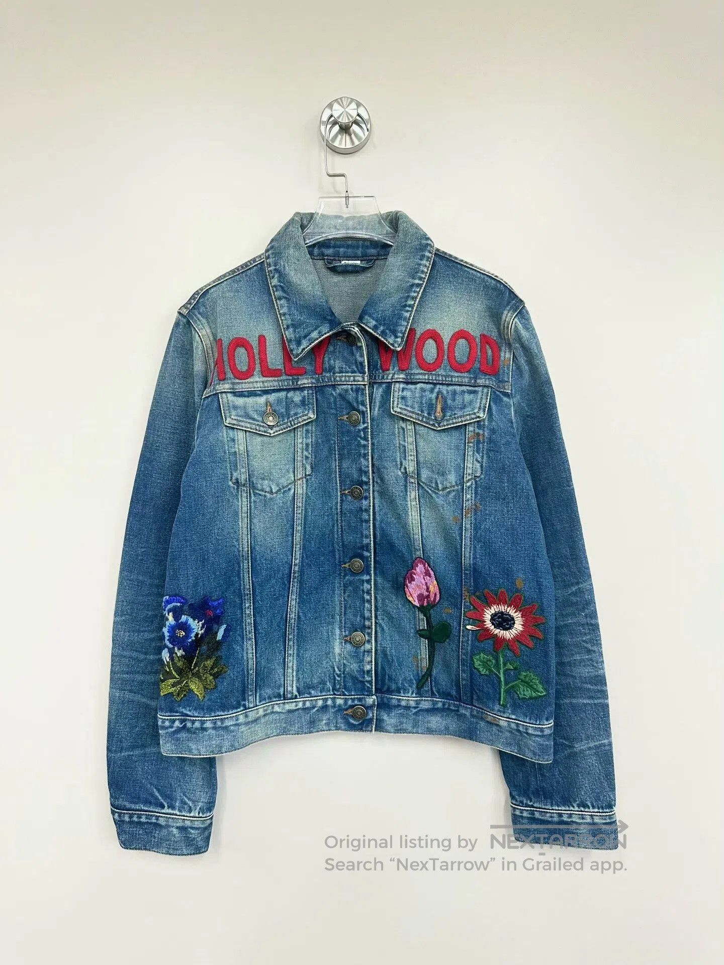 Gucci Gucci Blue Floral Embroidered Denim Jacket. Size M / US 6-8 / IT 42-44 - 1 Thumbnail