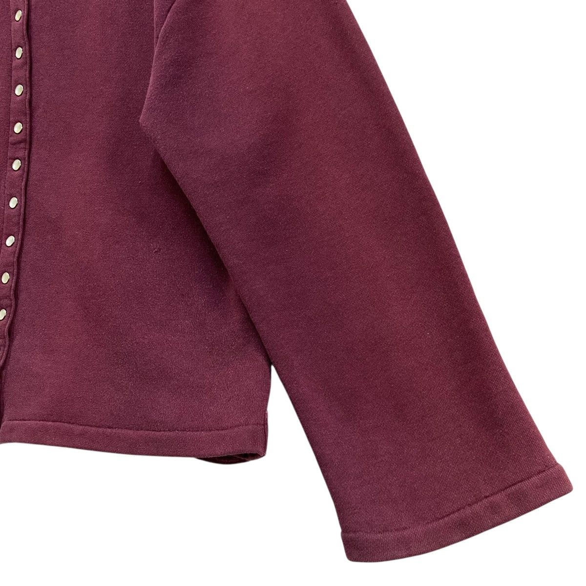 agnes b. Vintage Agnes B Paris Iconic Snap Button Cardigan Maroon Size US S / EU 44-46 / 1 - 4 Thumbnail
