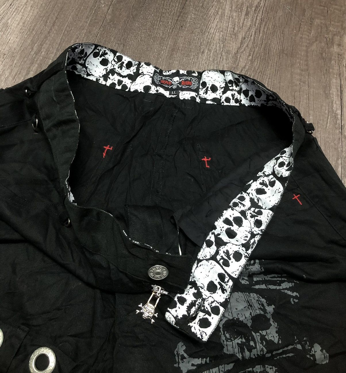 Japanese Brand MAD PUNKS SKULL DESIGN BONDAGE STYLE BOOTCUT PANT Size US 32 / EU 48 - 15 Thumbnail