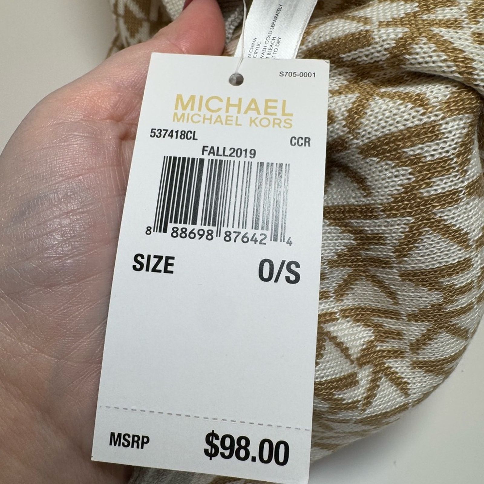 Michael Kors Michael Kors Winter Scarf Beige White Monogram MK Designer Size ONE SIZE - 5 Thumbnail
