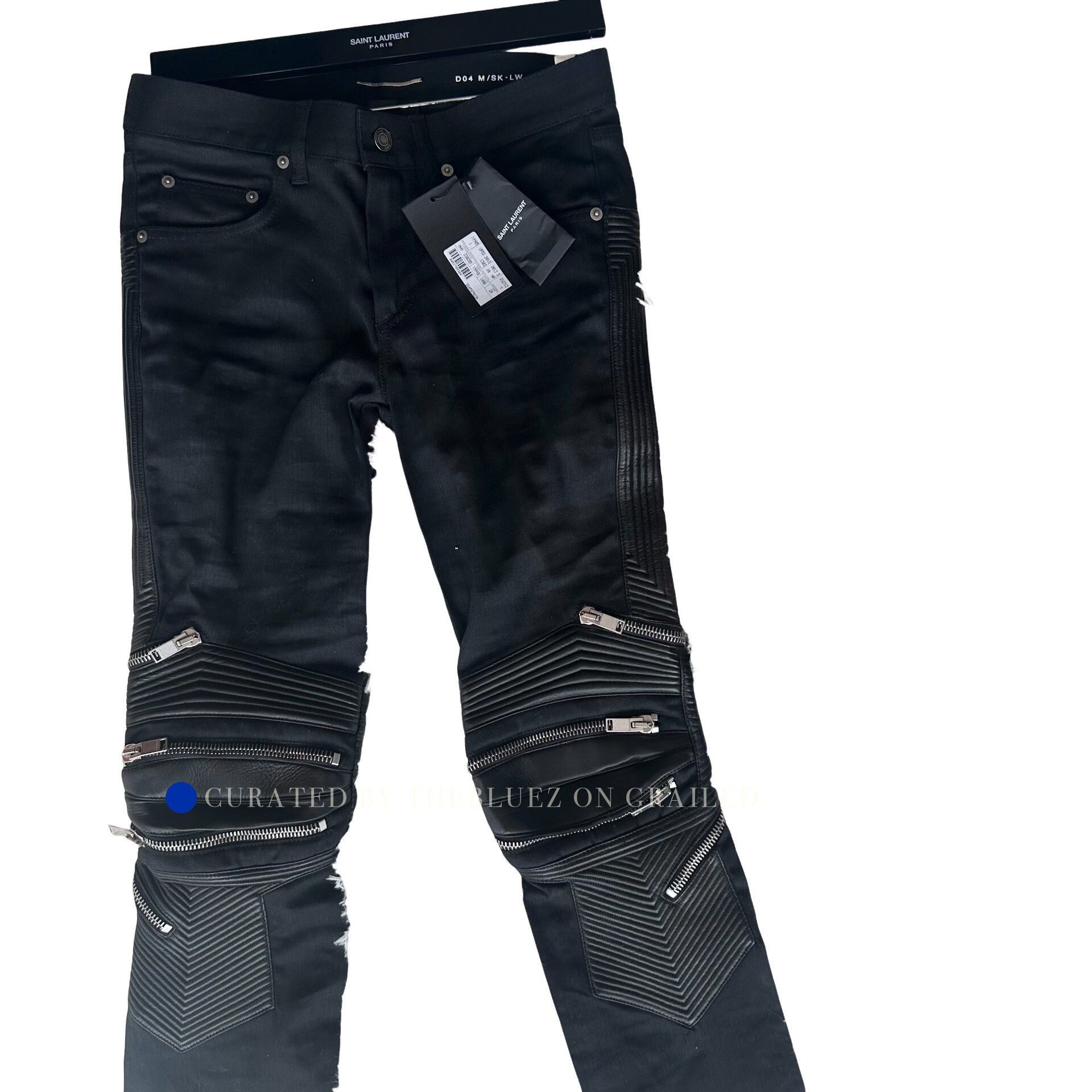 Saint Laurent Paris Black Moto Style Denim Jeans with Zippers Size US 32 / EU 48 - 1 Thumbnail