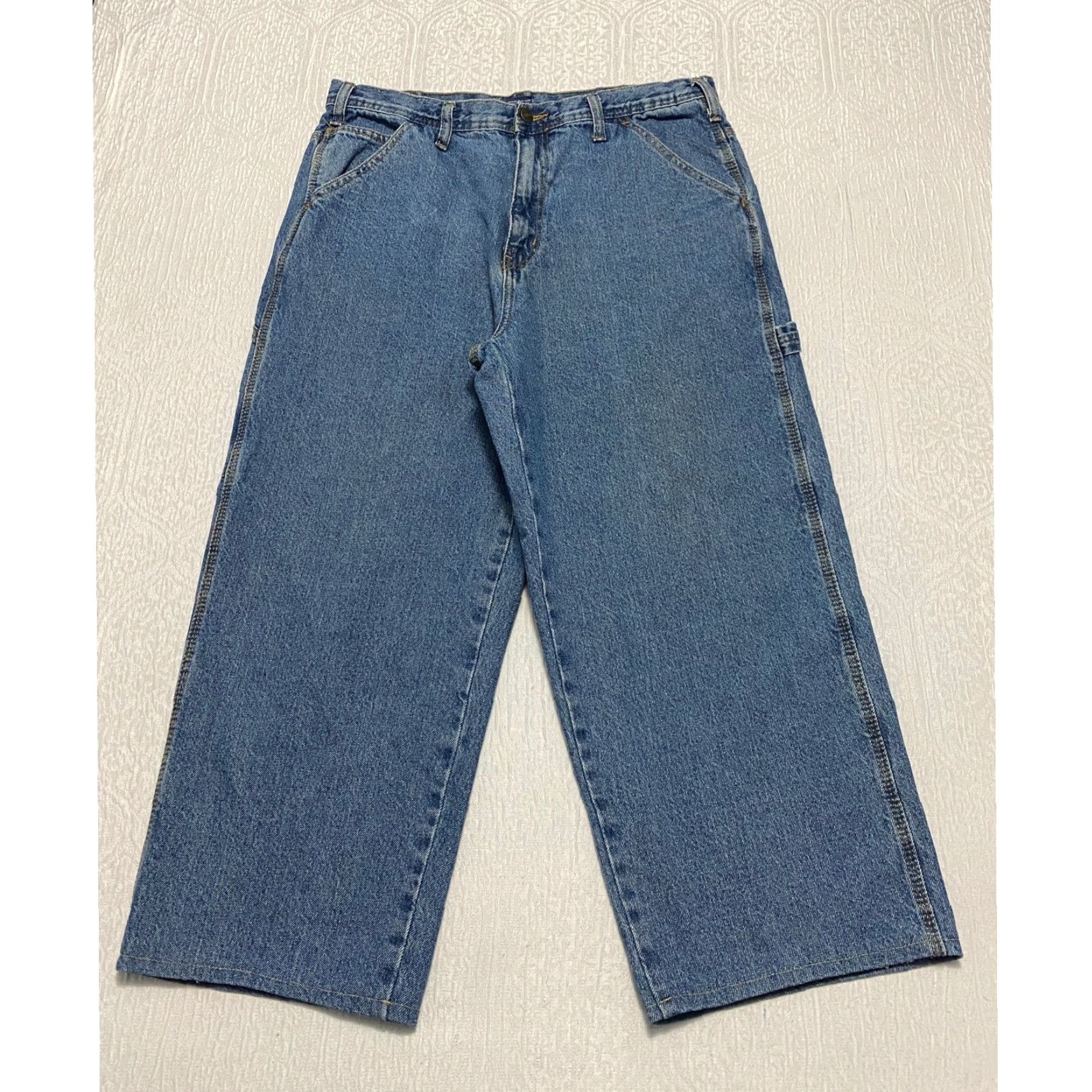 Vintage VINTAGE Rugged Wear Jeans Carpenter Men 36 Blue Relaxed Wide-Leg Denim Cotton Distressed Button High Rise 36x24 Inseam 24 Size US 36 / EU 52 - 2 Thumbnail