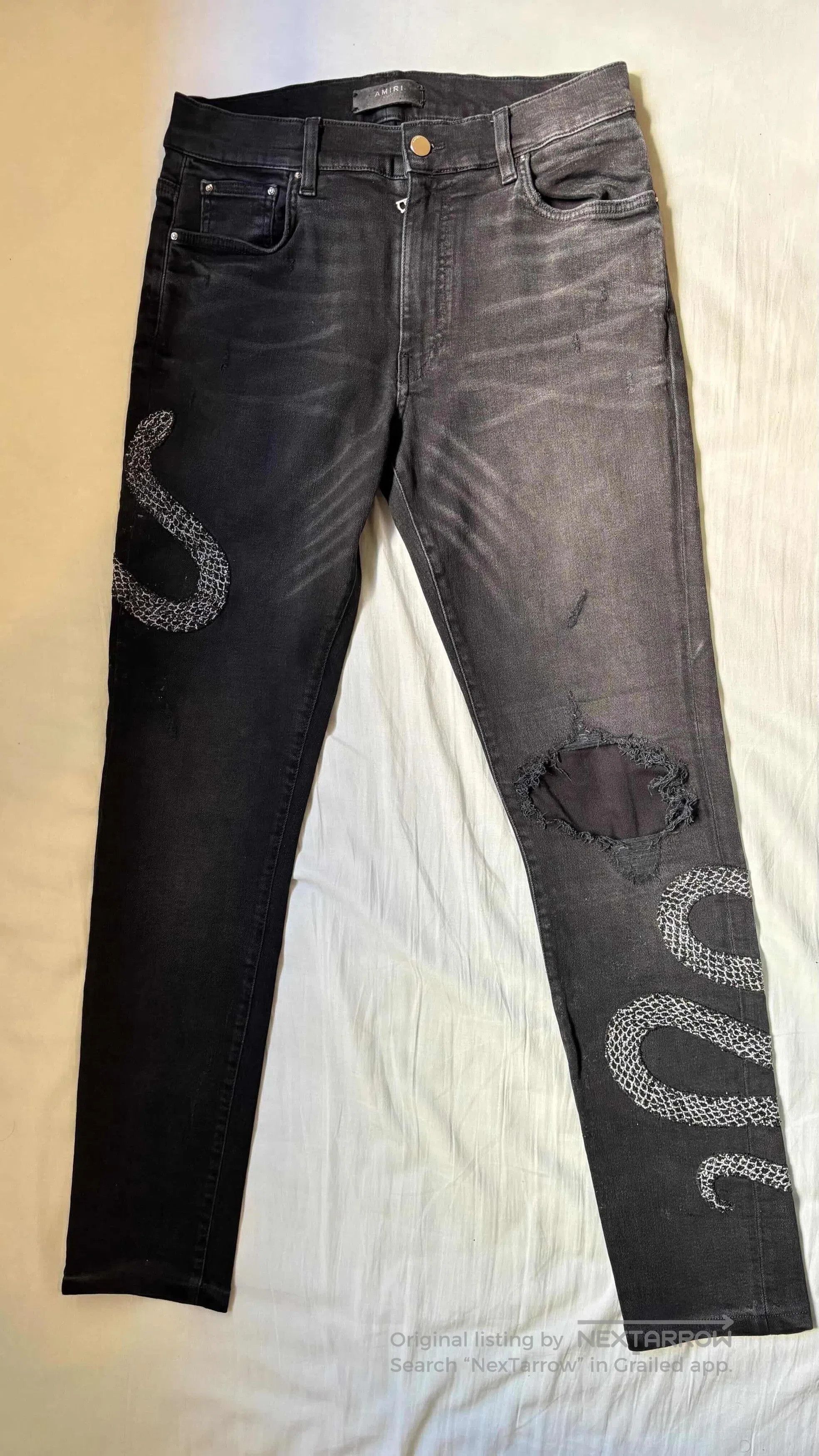 Amiri Amiri Snake Embroidered Jeans . Size US 32 / EU 48 - 1 Thumbnail