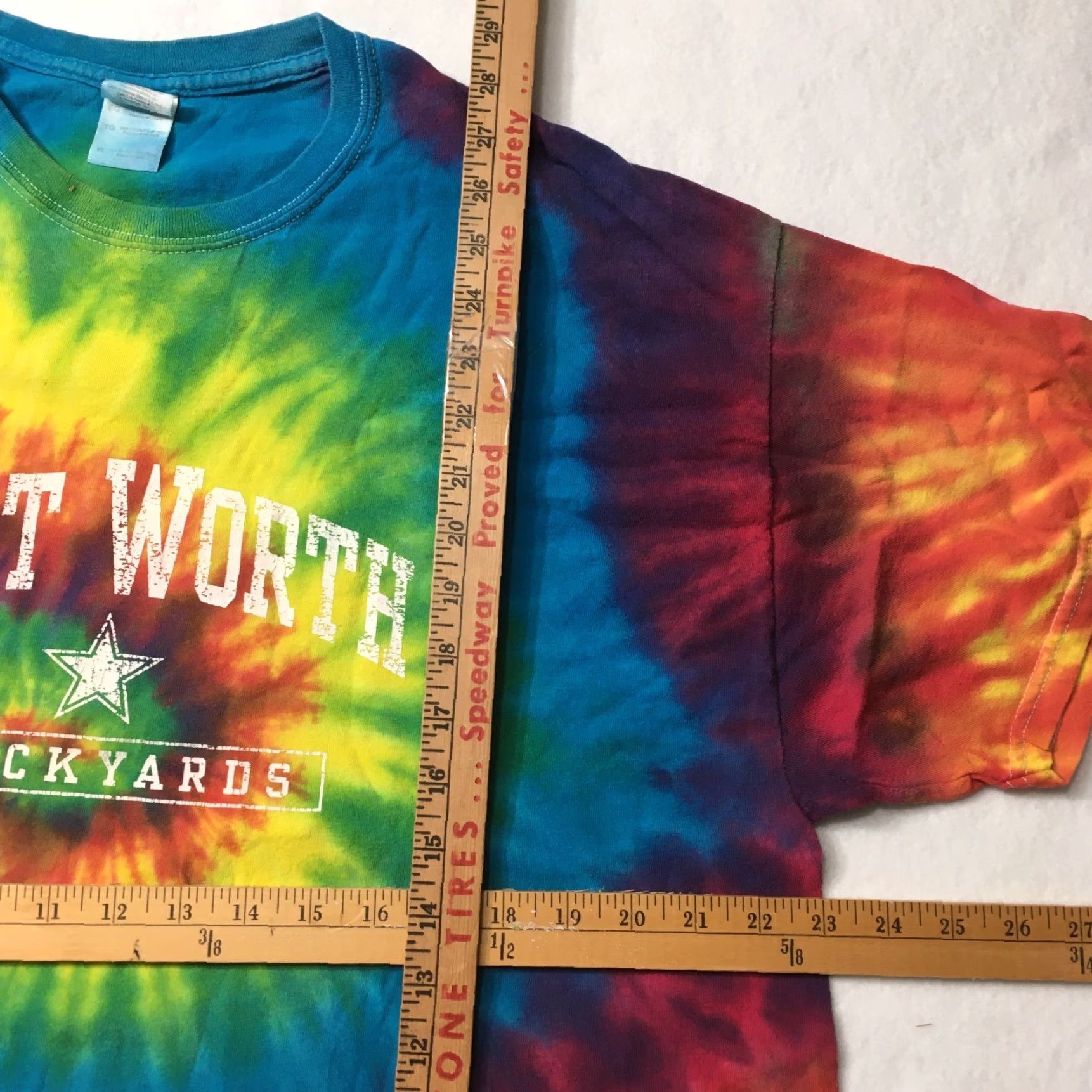 Gildan VINTAGE Fort Worth Shirt Mens XL Green Tie Dye Texas Y2K Size US XL / EU 56 / 4 - 5 Thumbnail