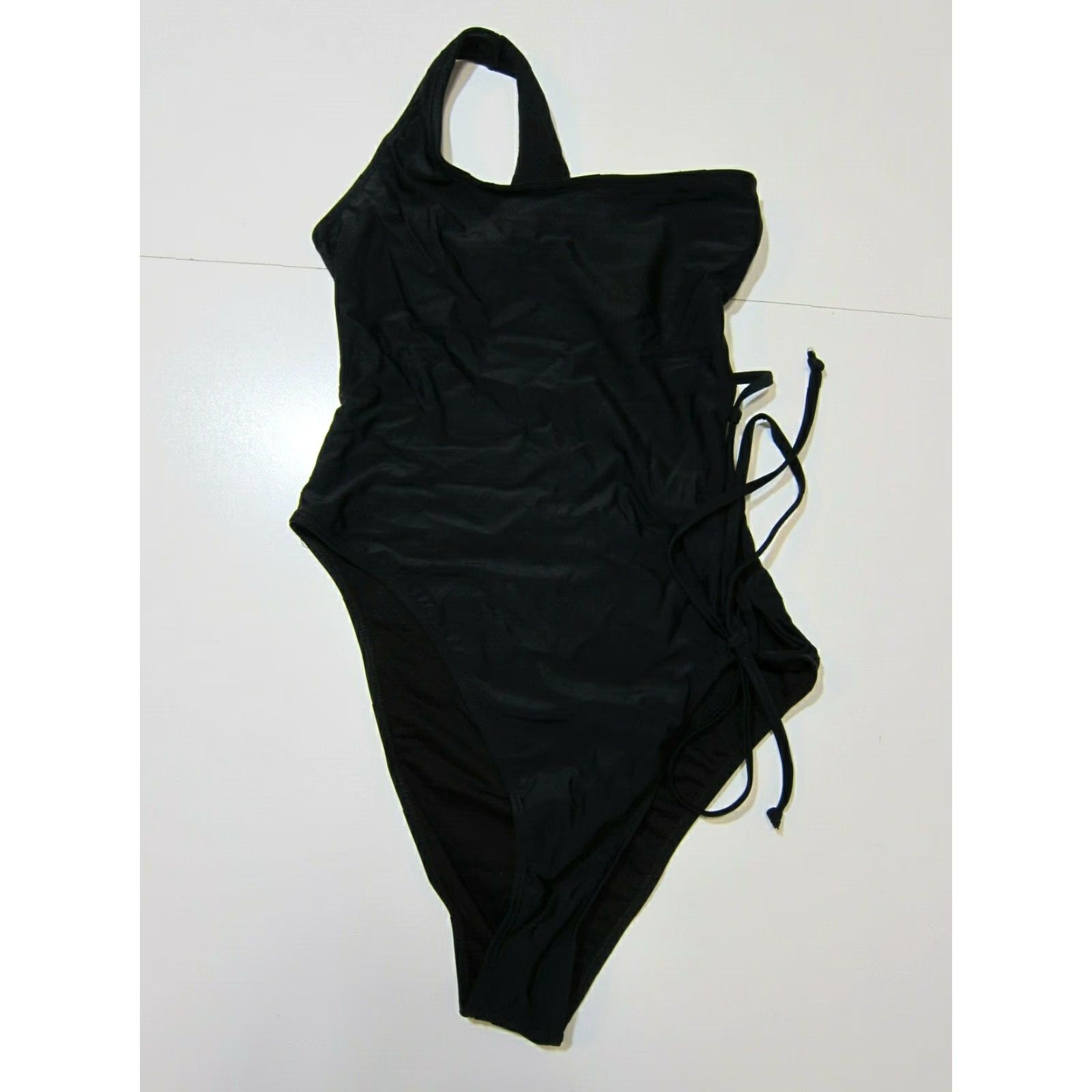 Nasty Gal Nasty Gal Black Crisscross Tie Cut Out One Shoulder One Piece Swimsuit Women 10 Size ONE SIZE - 5 Thumbnail