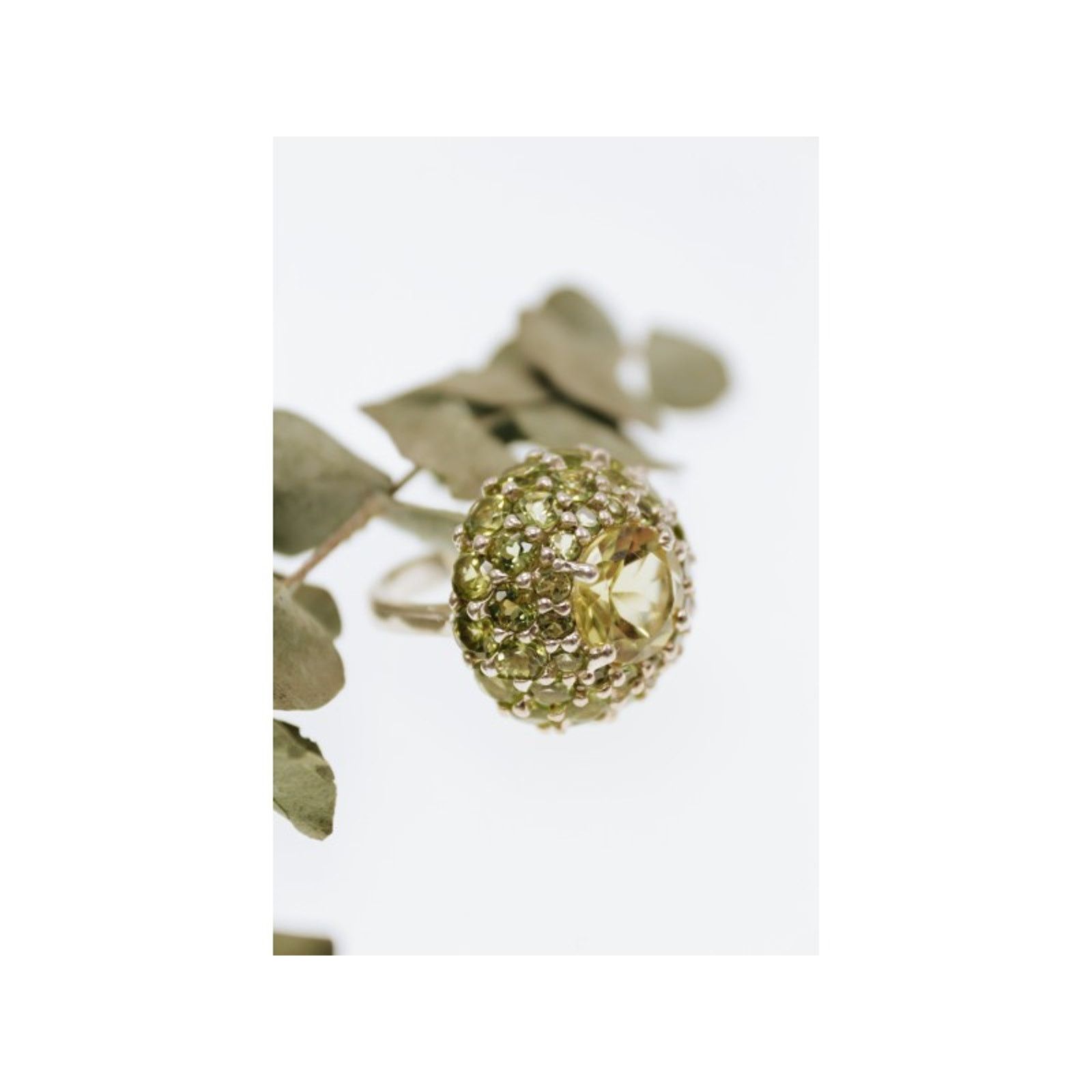 Jewelry 925 STERLING SILVER PERIDOT "SUMMER FLOWER" RING SIZE 7 Size ONE SIZE - 4 Thumbnail